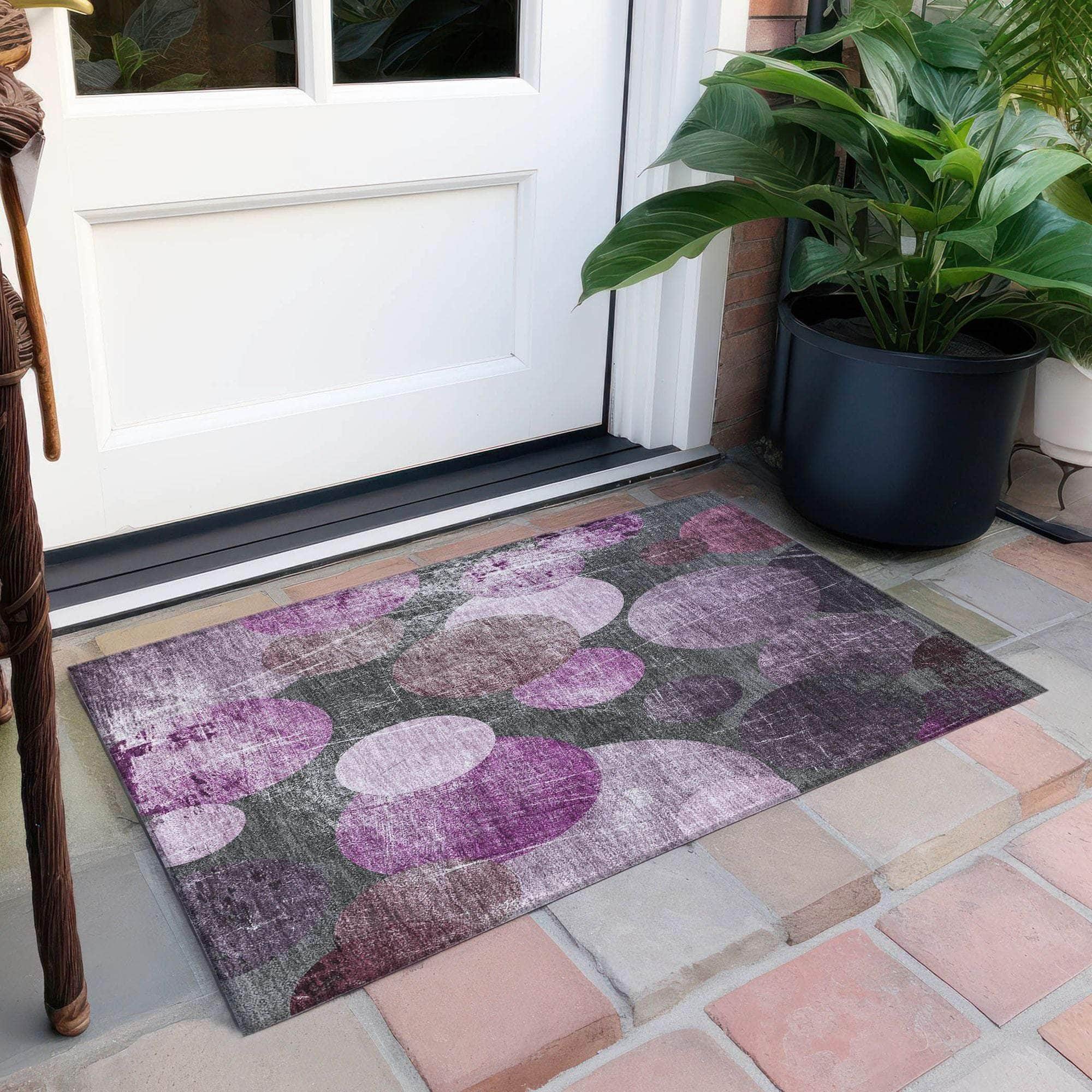 Machine Made ACN556 Garnet Red Rugs