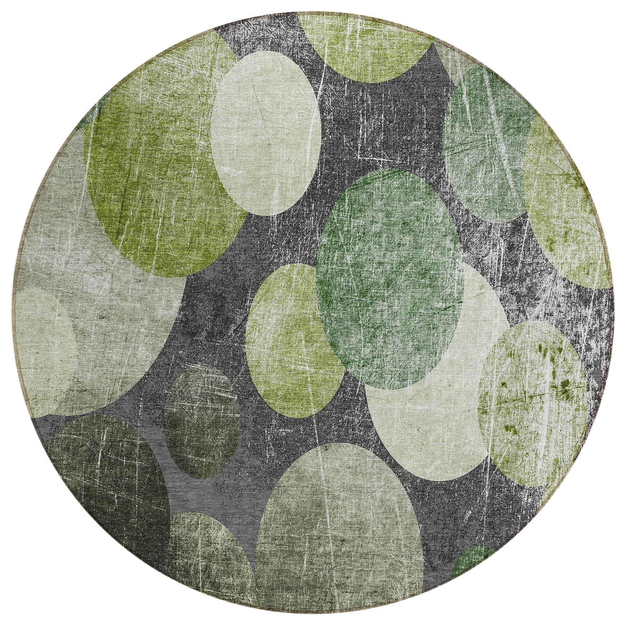 Machine Washable Green Rug - Indoor / Outdoor - Kids / Pet Friendly Organic Print Rug