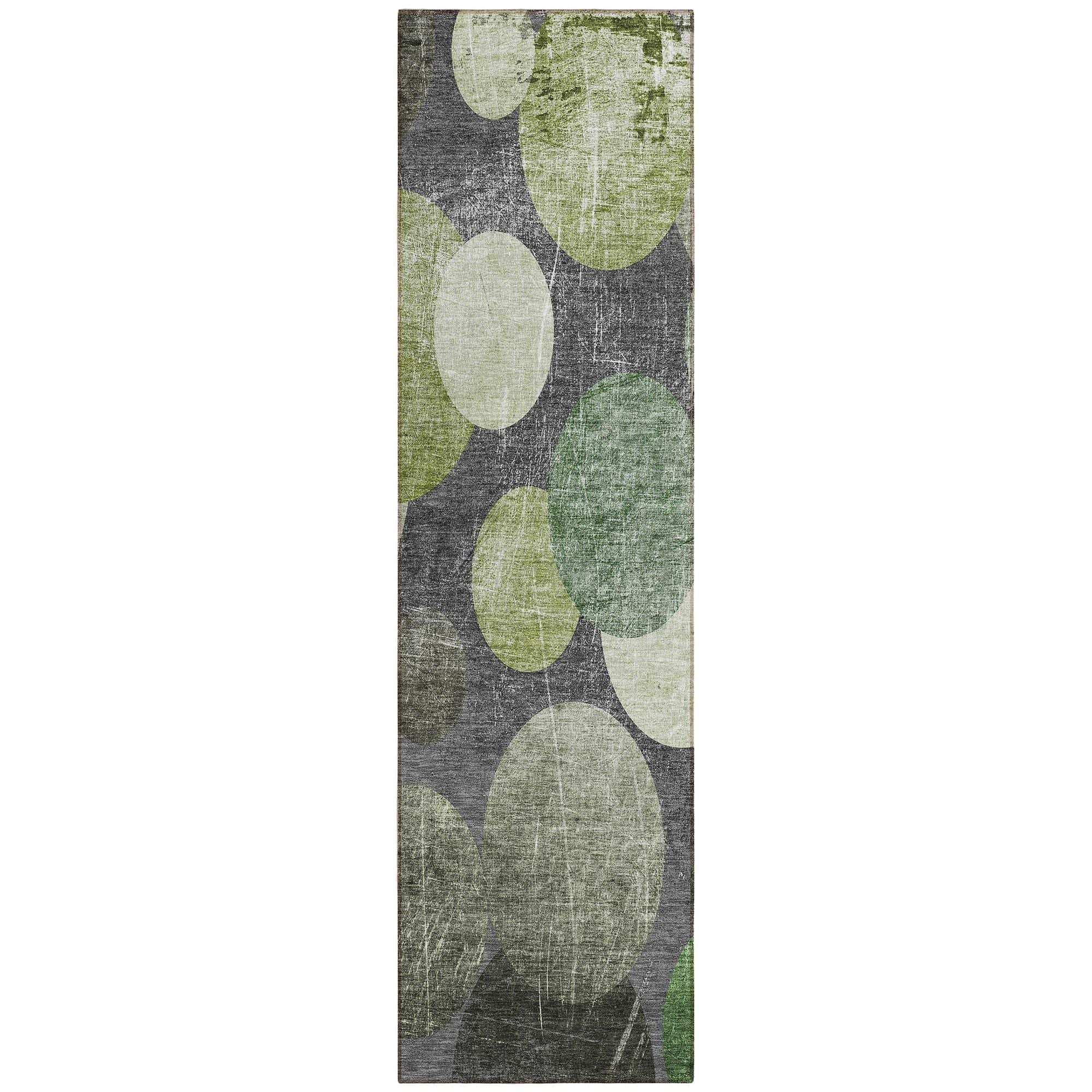 Machine Washable Green Rug - Indoor / Outdoor - Kids / Pet Friendly Organic Print Rug