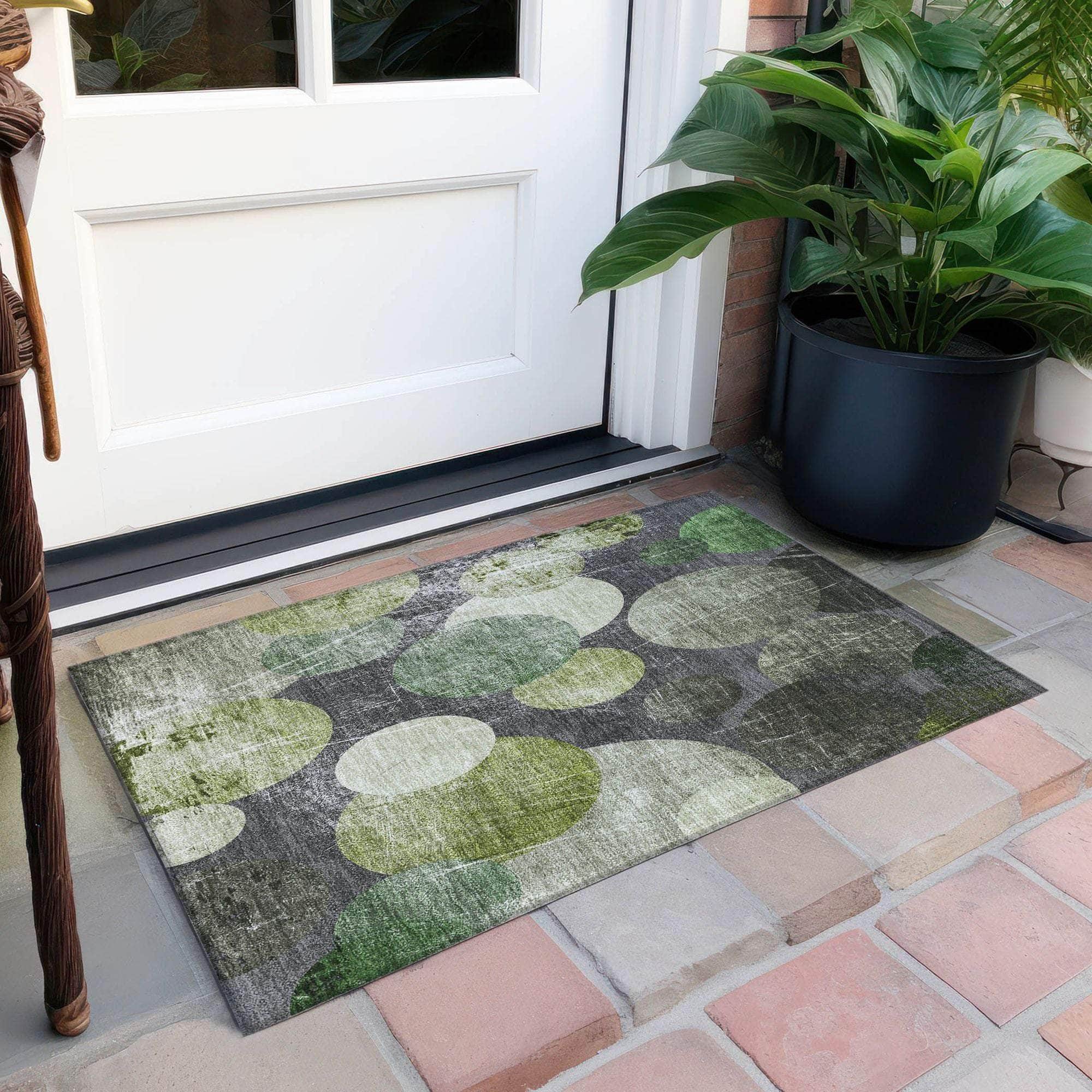 Machine Made ACN556 Green Rugs