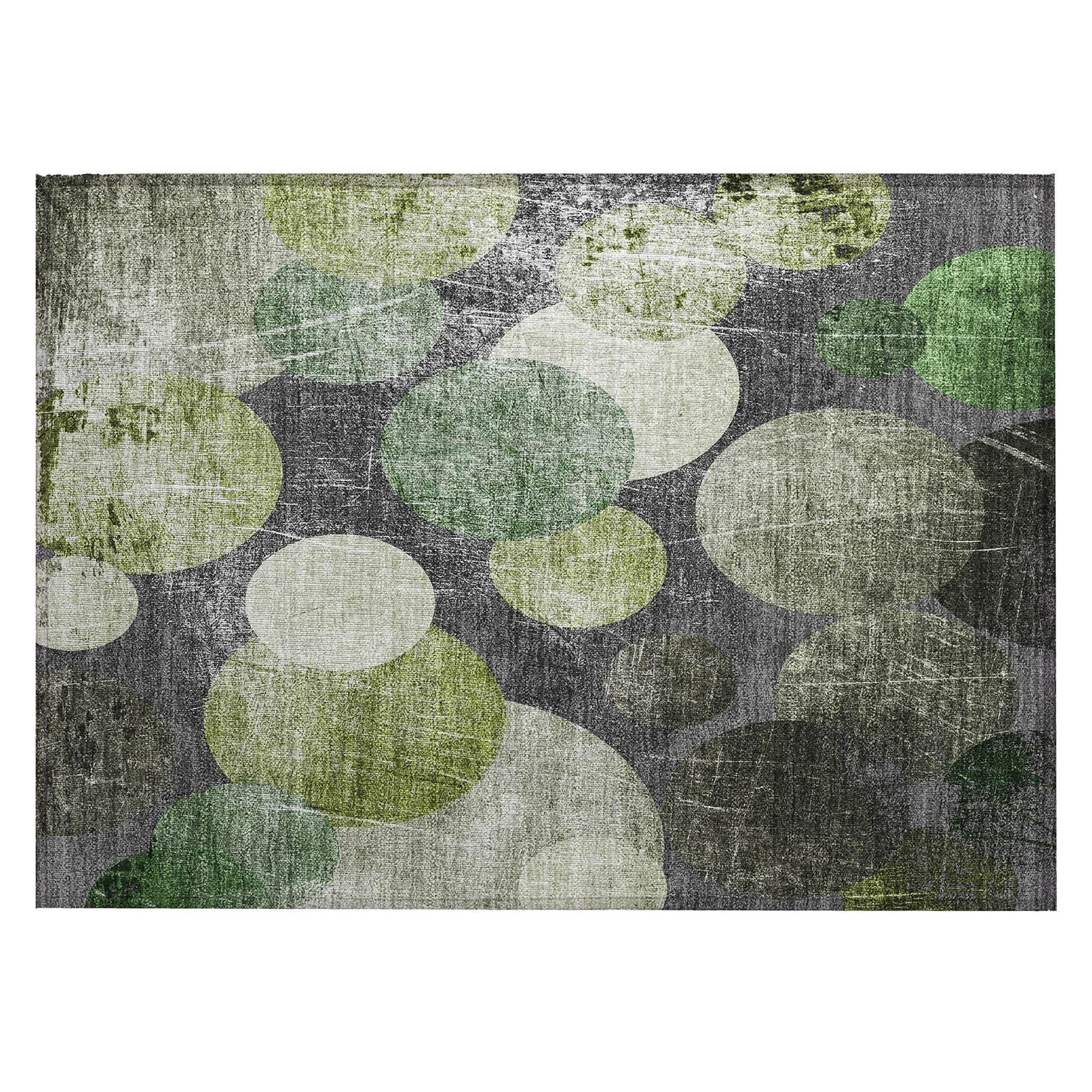 Machine Washable Green Rug - Indoor / Outdoor - Kids / Pet Friendly Organic Print Rug