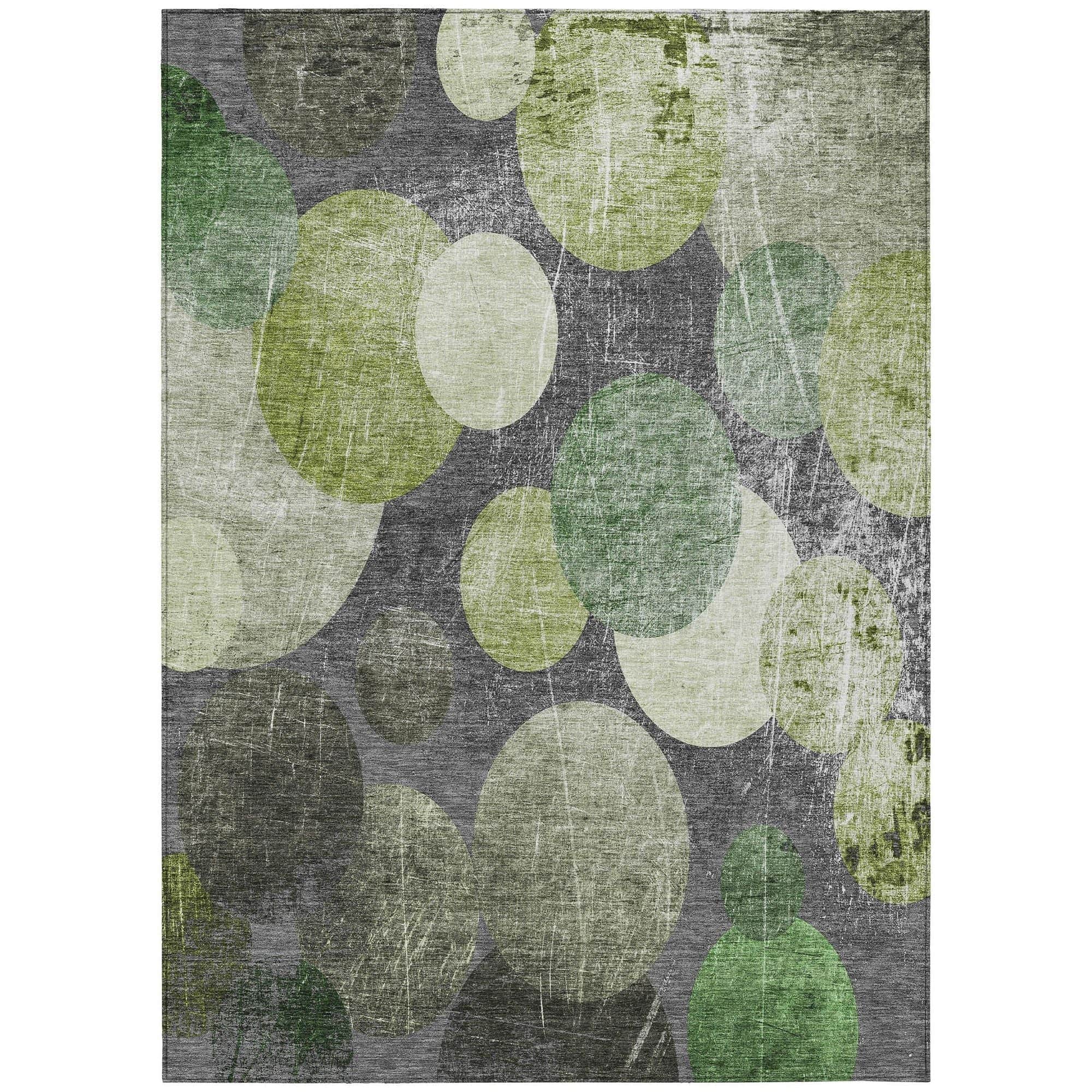 Machine Washable Green Rug - Indoor / Outdoor - Kids / Pet Friendly Organic Print Rug