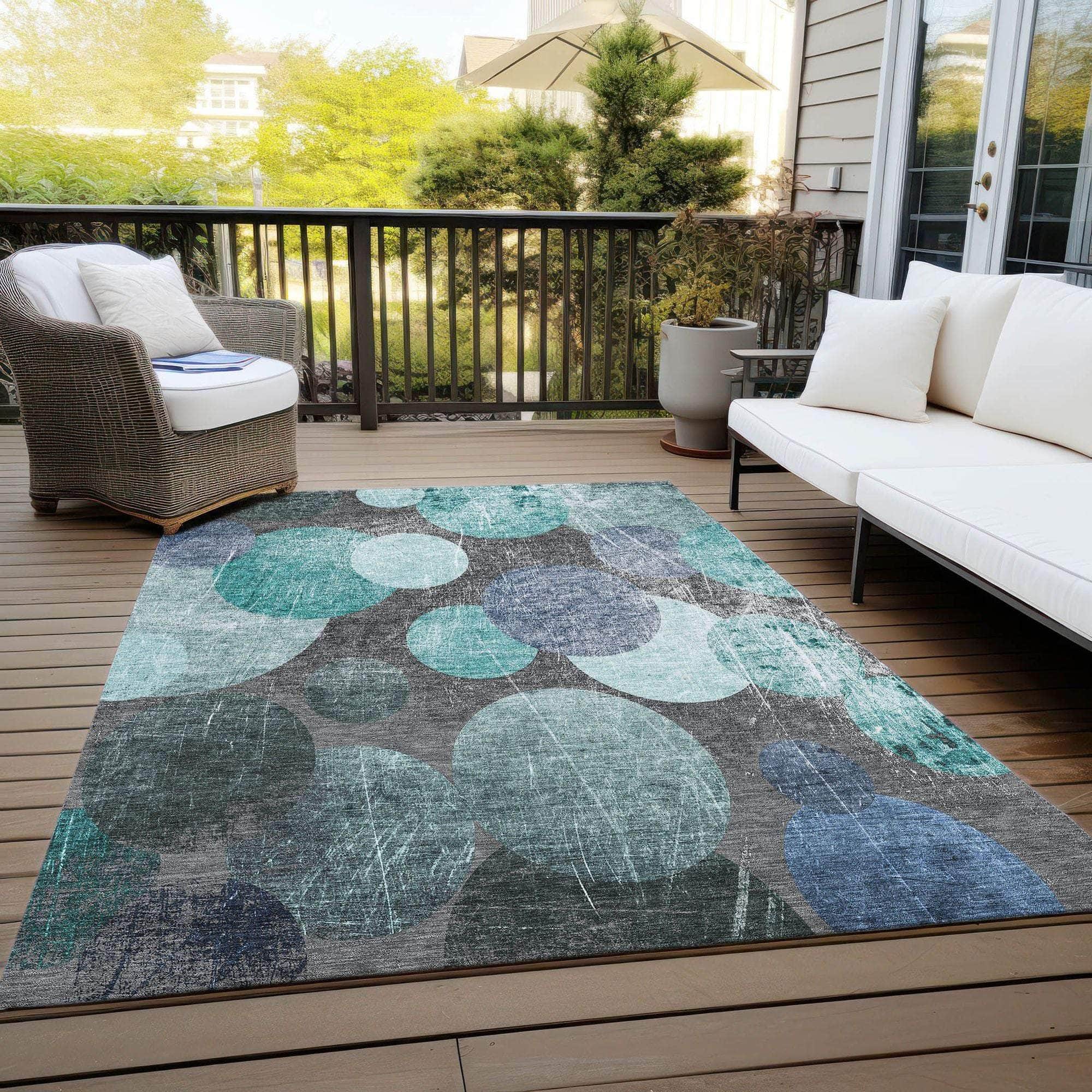 Machine Made ACN556 Teal Rugs