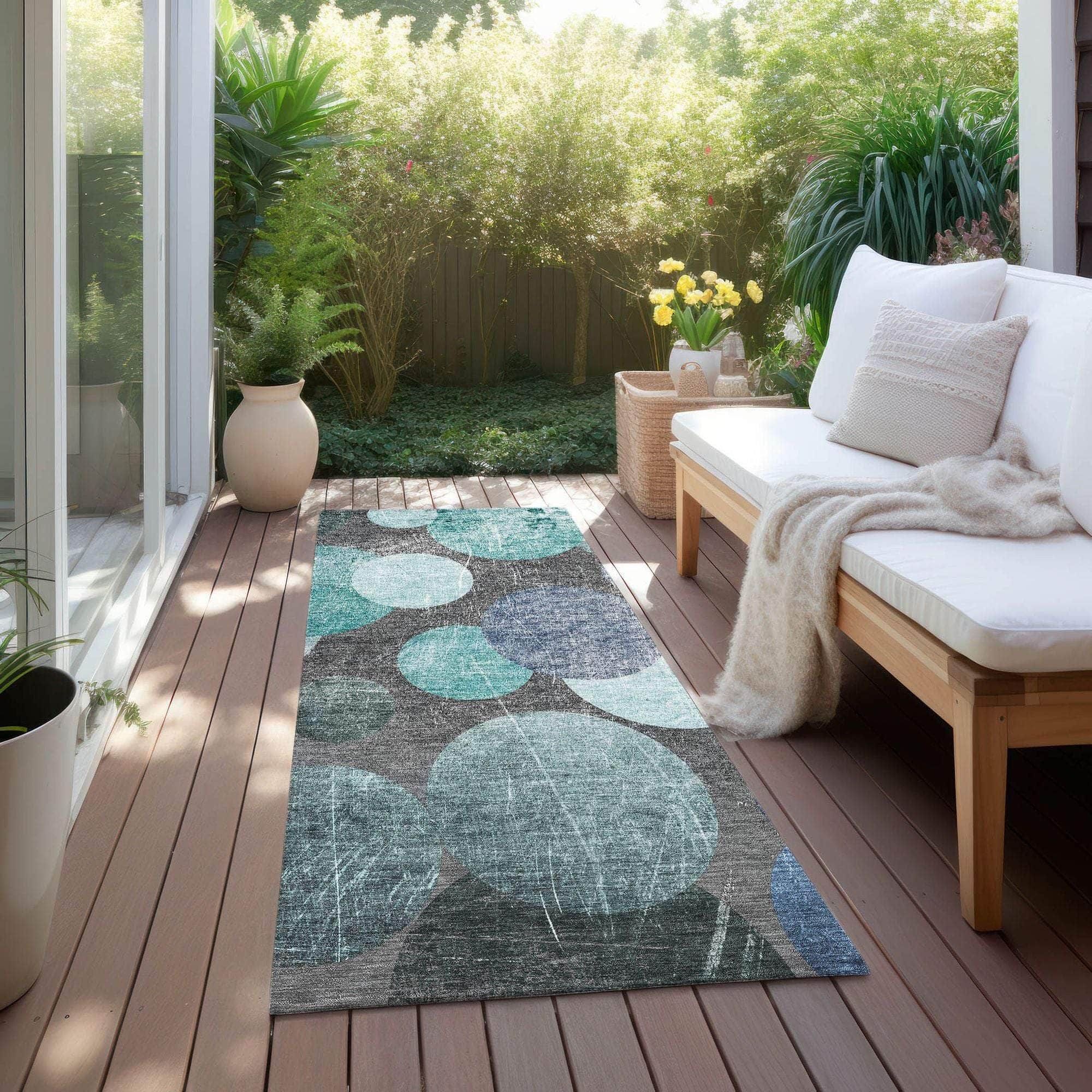 Machine Made ACN556 Teal Rugs