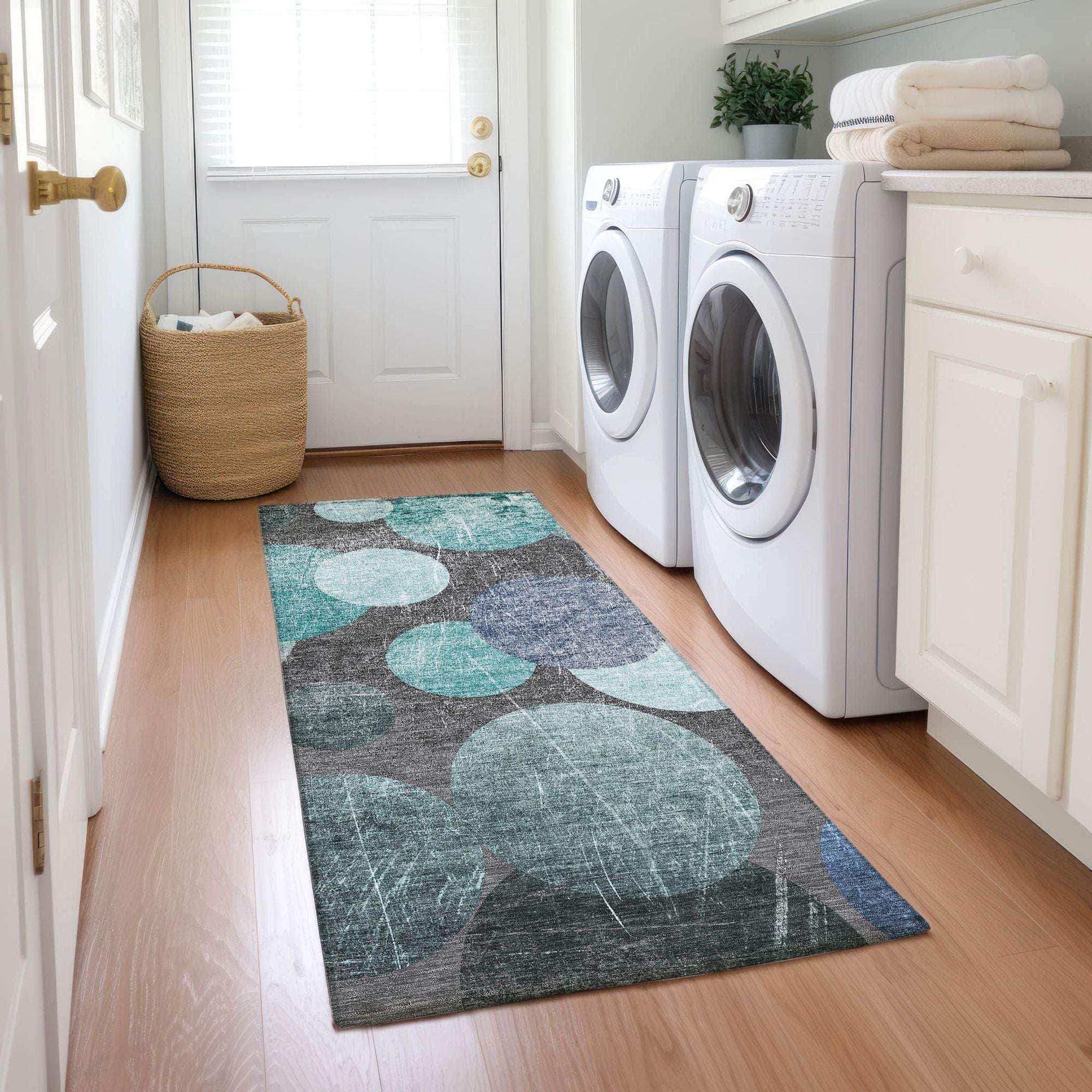 Machine Made ACN556 Teal Rugs