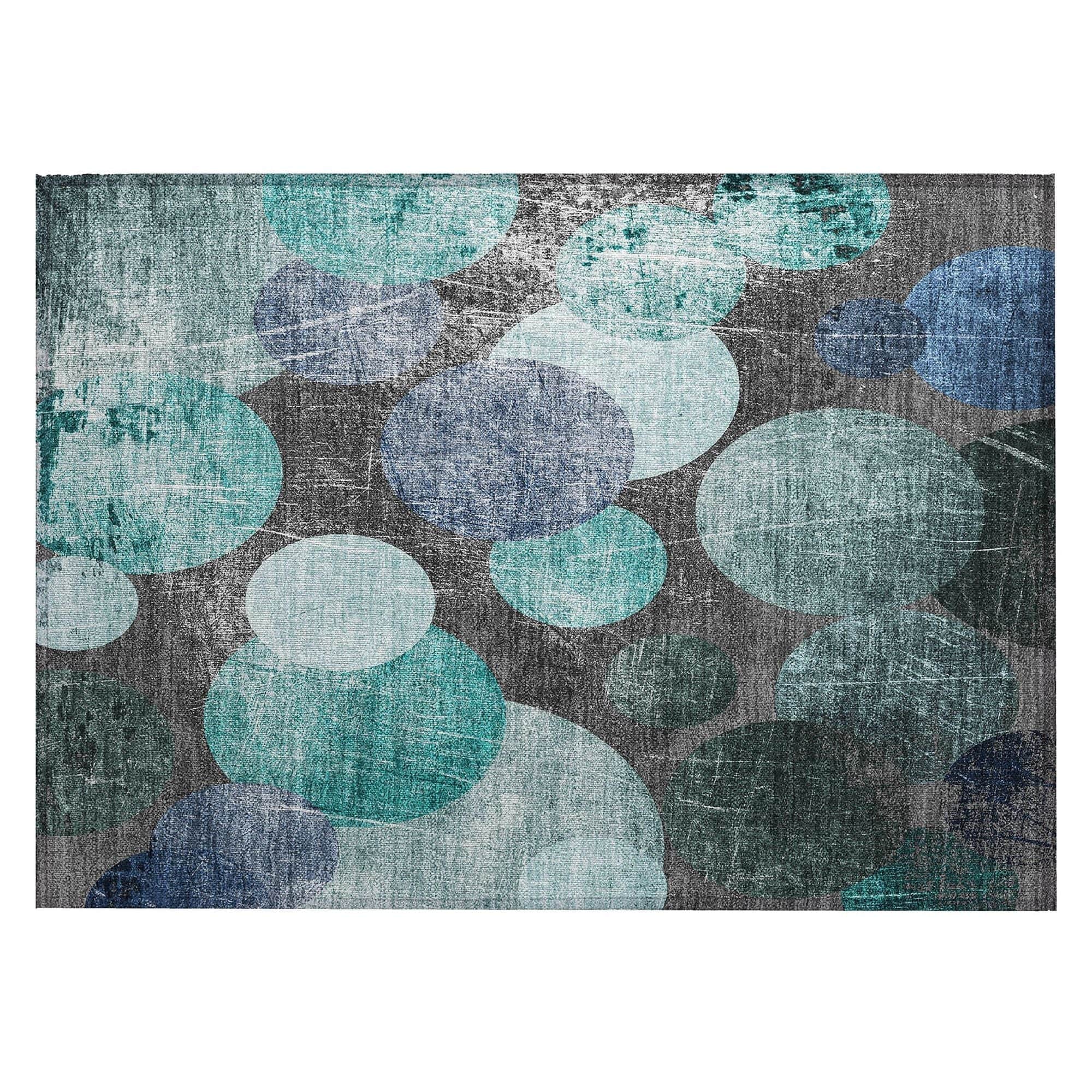 Machine Washable Teal Rug - Indoor / Outdoor - Kids / Pet Friendly Organic Print Rug