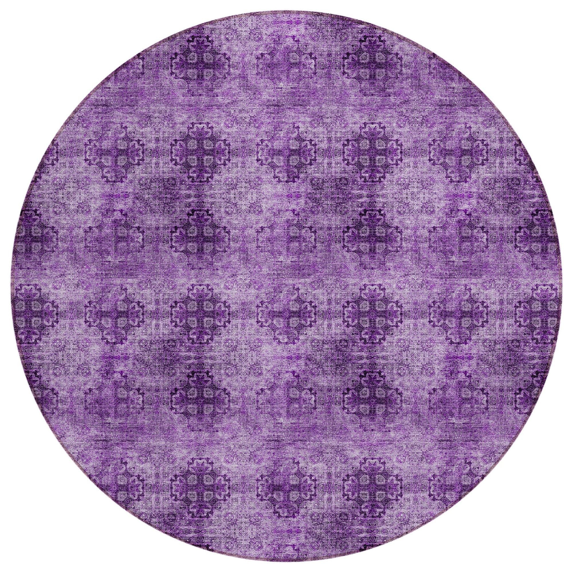 Machine Washable Eggplant Purple Rug - Indoor / Outdoor - Kids / Pet Friendly Organic Print Rug