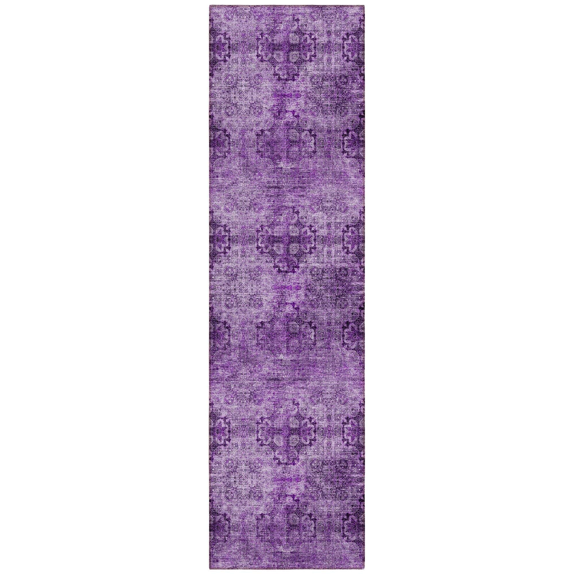 Machine Washable Eggplant Purple Rug - Indoor / Outdoor - Kids / Pet Friendly Organic Print Rug