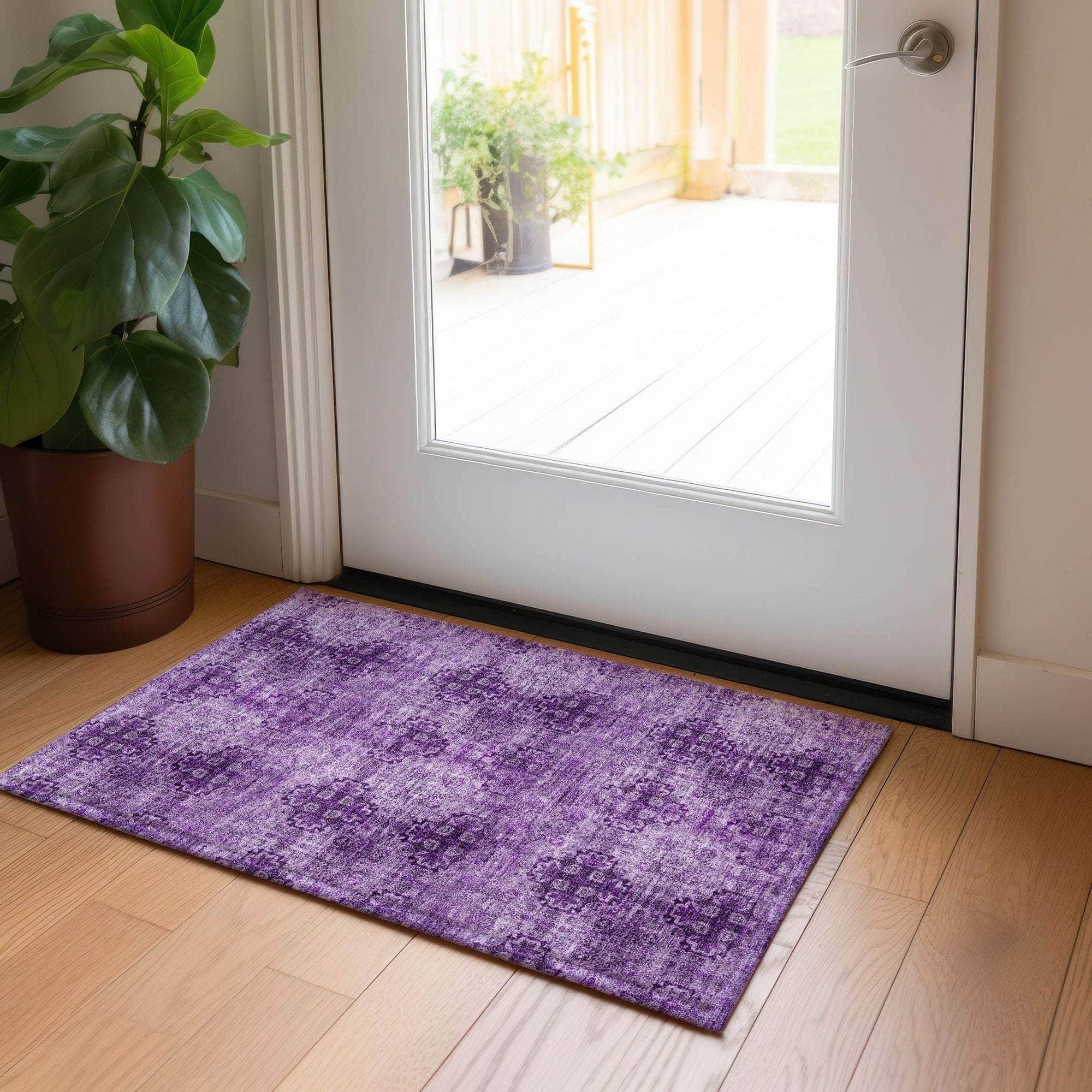 Machine Made ACN557 Eggplant Purple Rugs