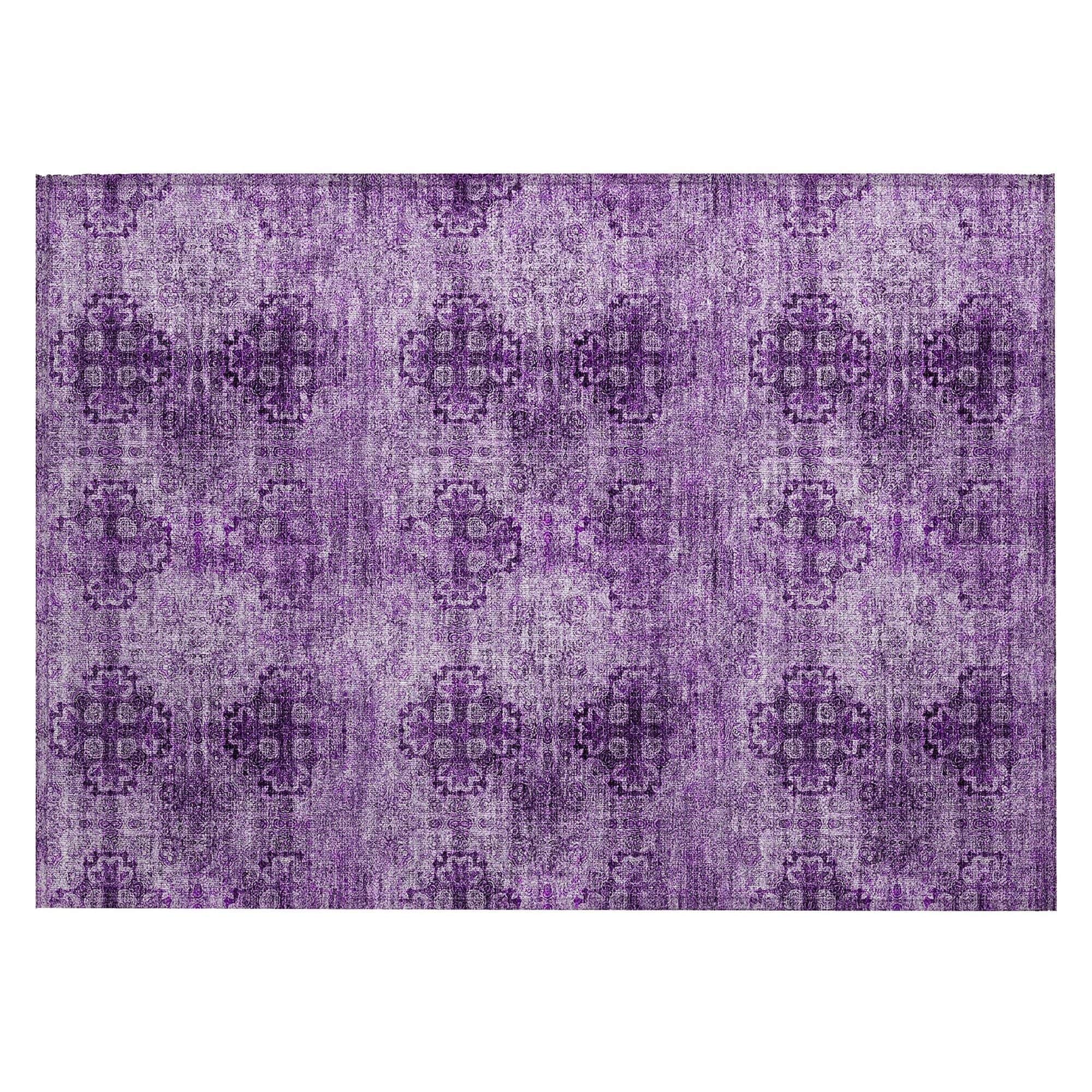 Machine Washable Eggplant Purple Rug - Indoor / Outdoor - Kids / Pet Friendly Organic Print Rug