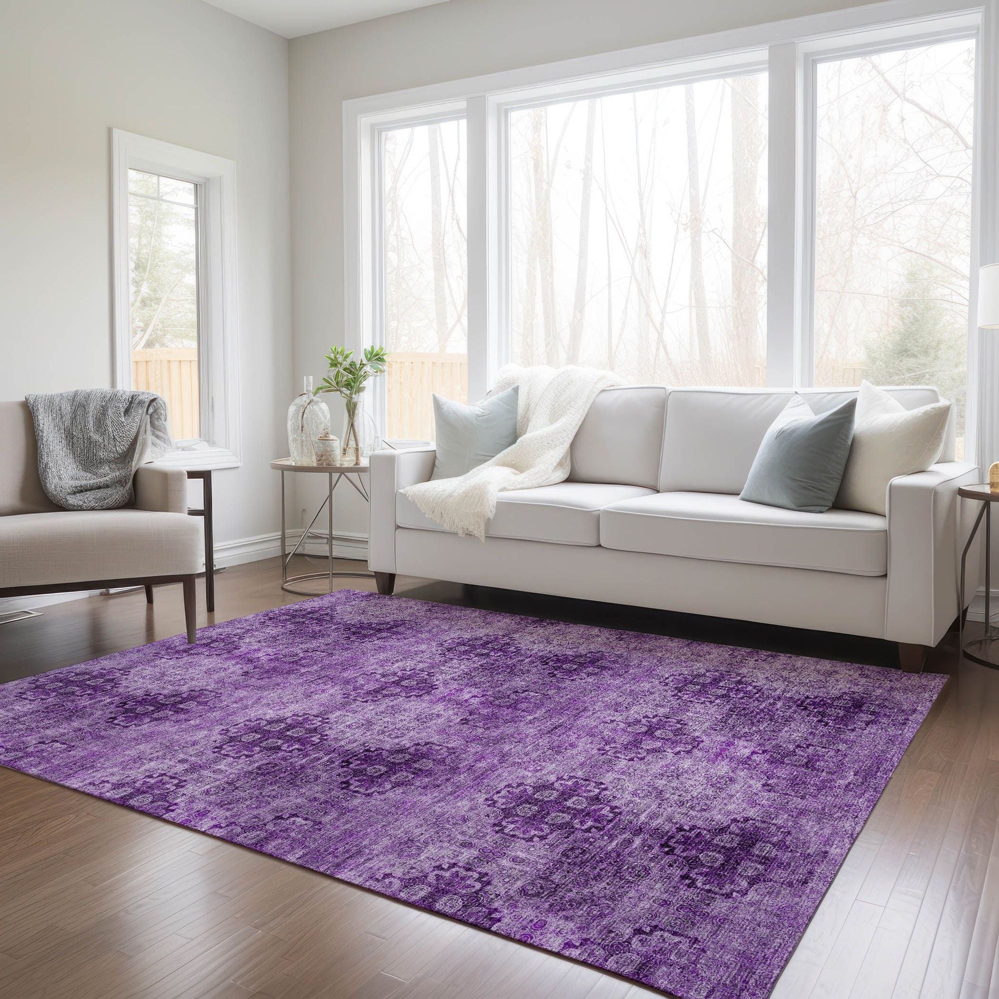Machine Made ACN557 Eggplant Purple Rugs