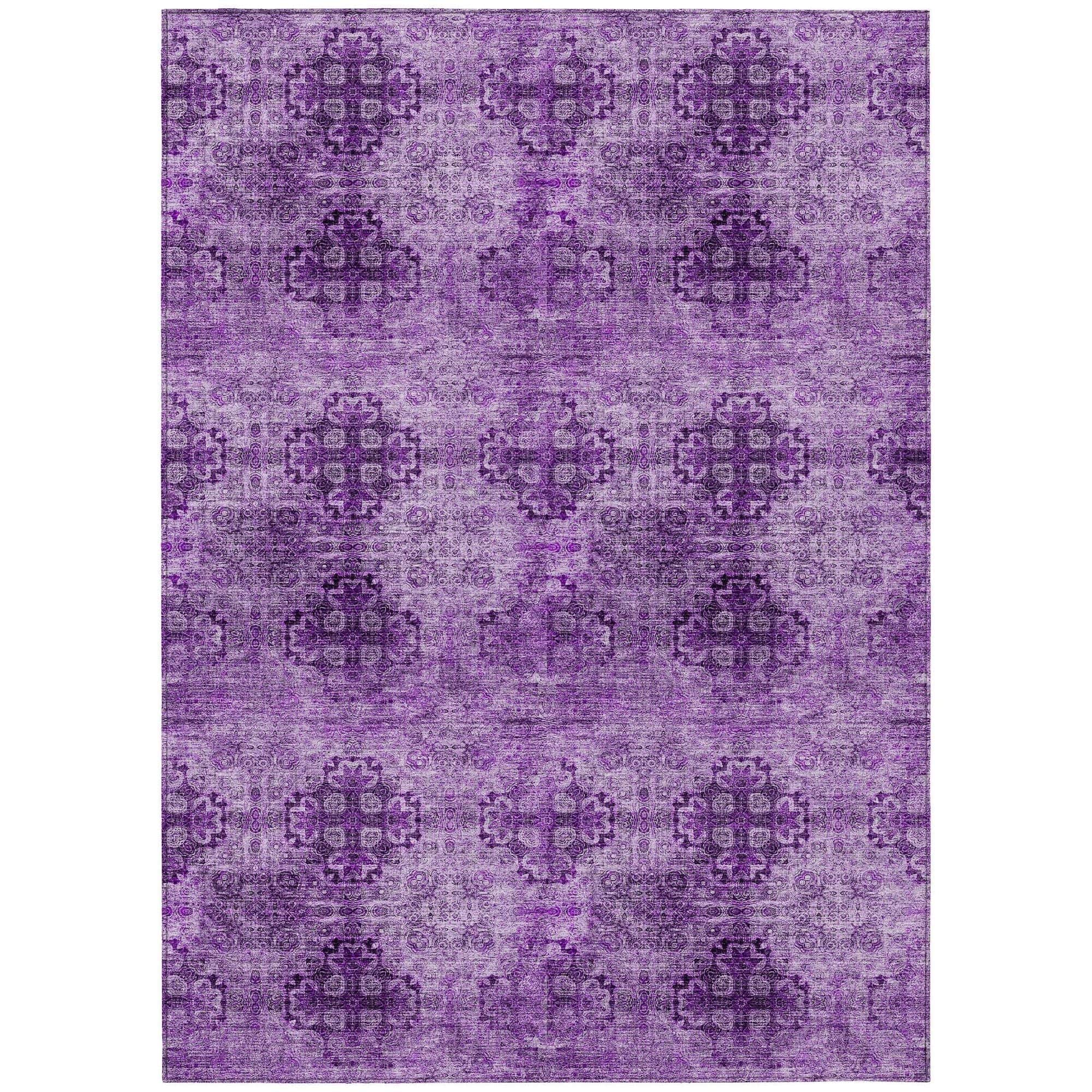 Machine Washable Eggplant Purple Rug - Indoor / Outdoor - Kids / Pet Friendly Organic Print Rug