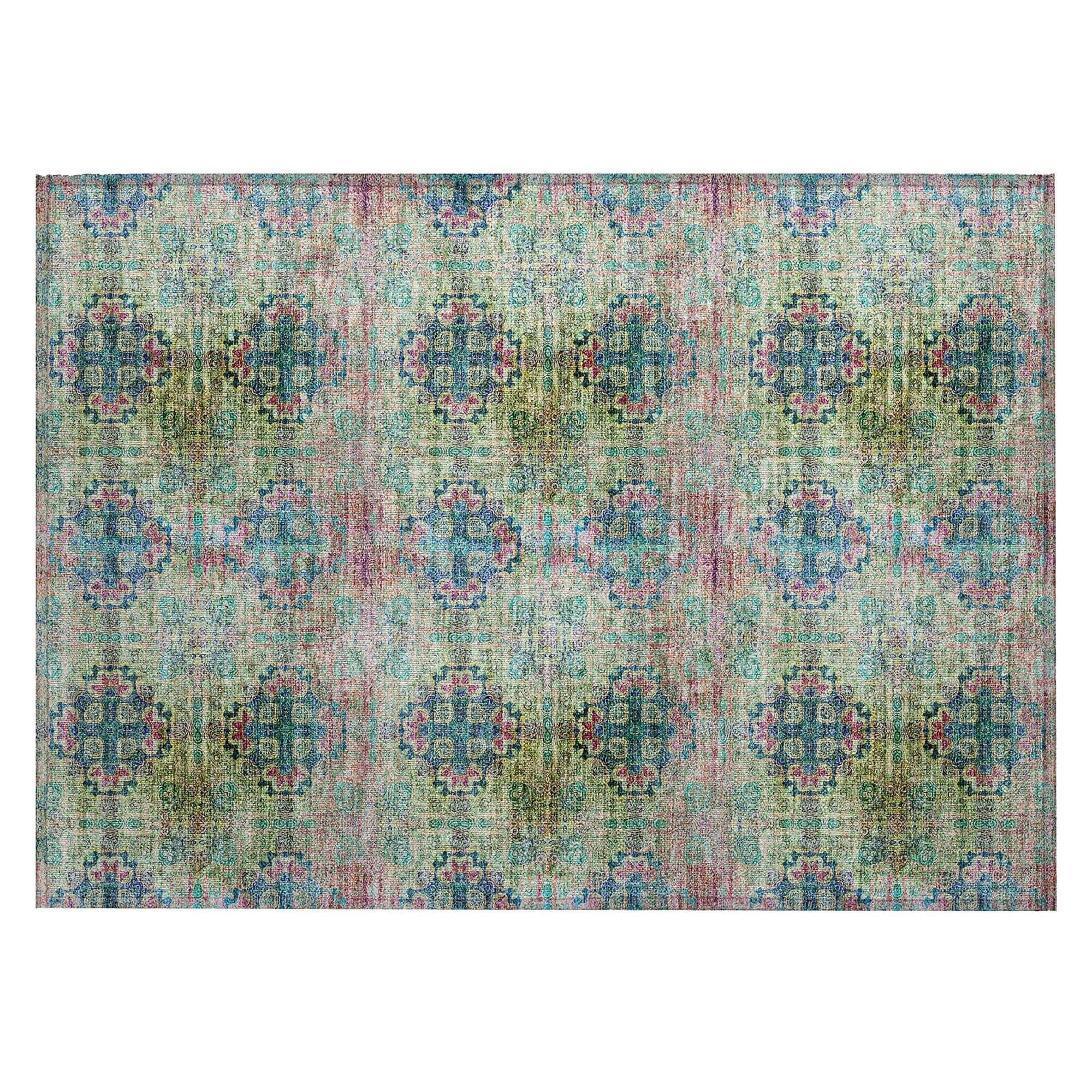 Machine Washable Green Rug - Indoor / Outdoor - Kids / Pet Friendly Organic Print Rug