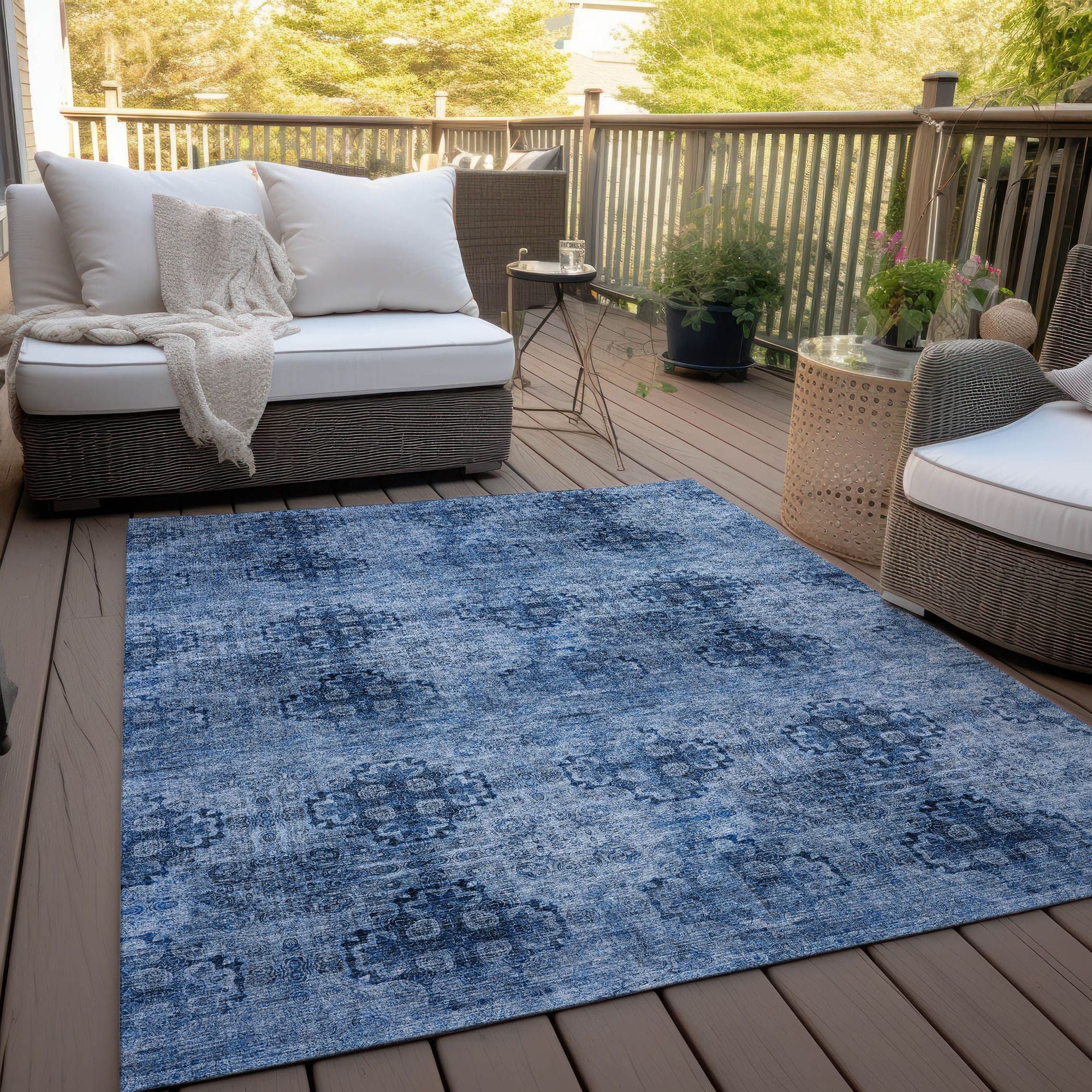 Machine Made ACN557 Navy Blue Rugs