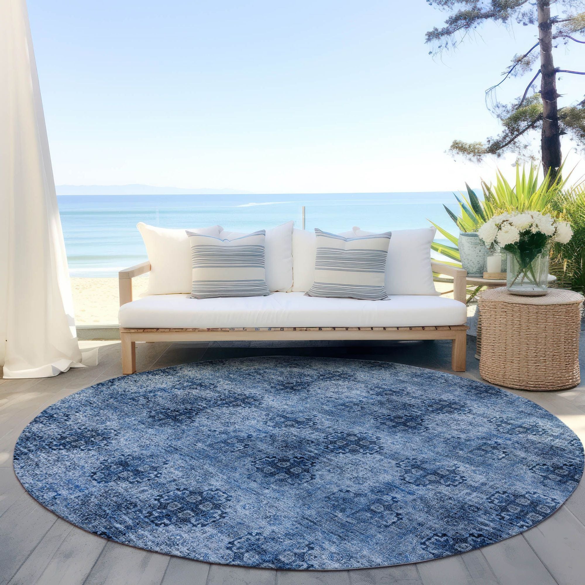 Machine Made ACN557 Navy Blue Rugs