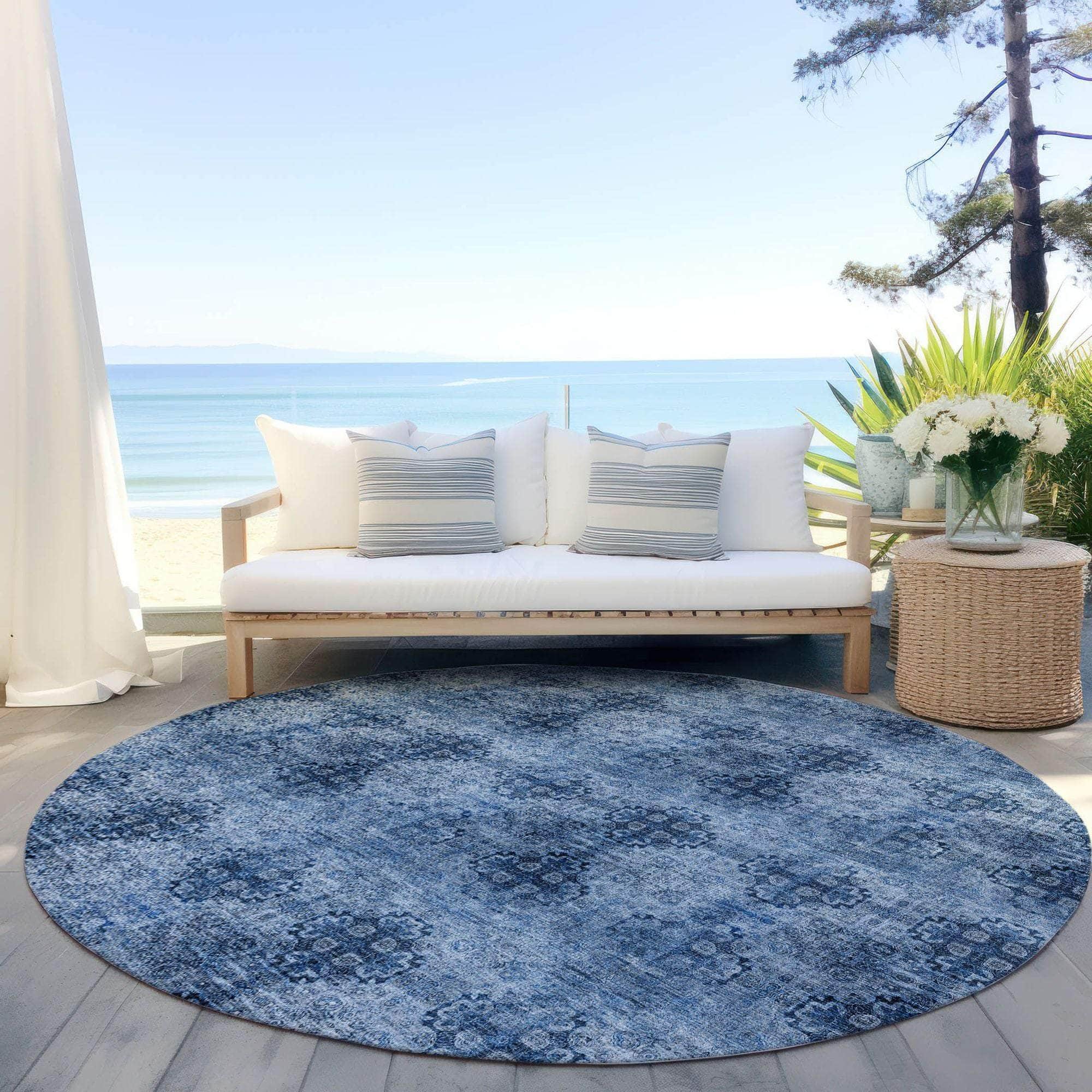 Machine Made ACN557 Navy Blue Rugs