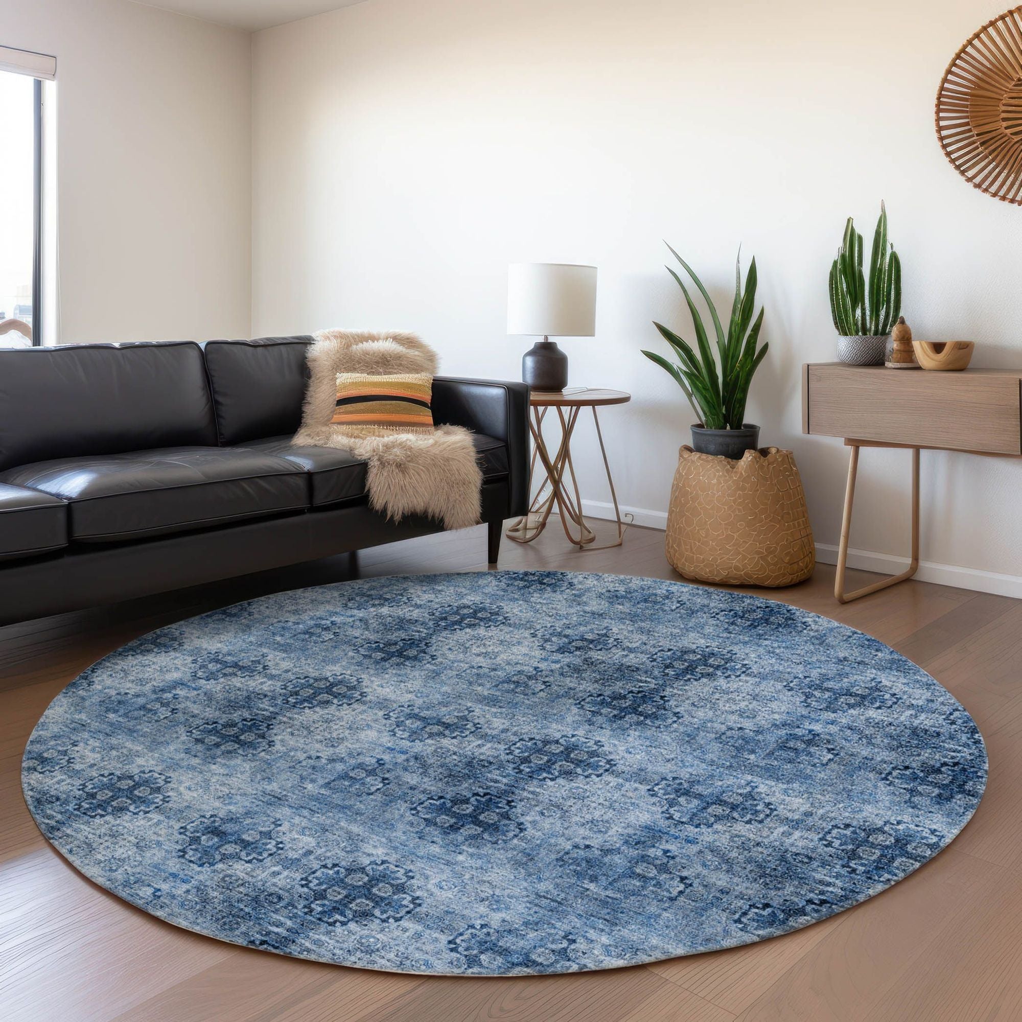 Machine Made ACN557 Navy Blue Rugs
