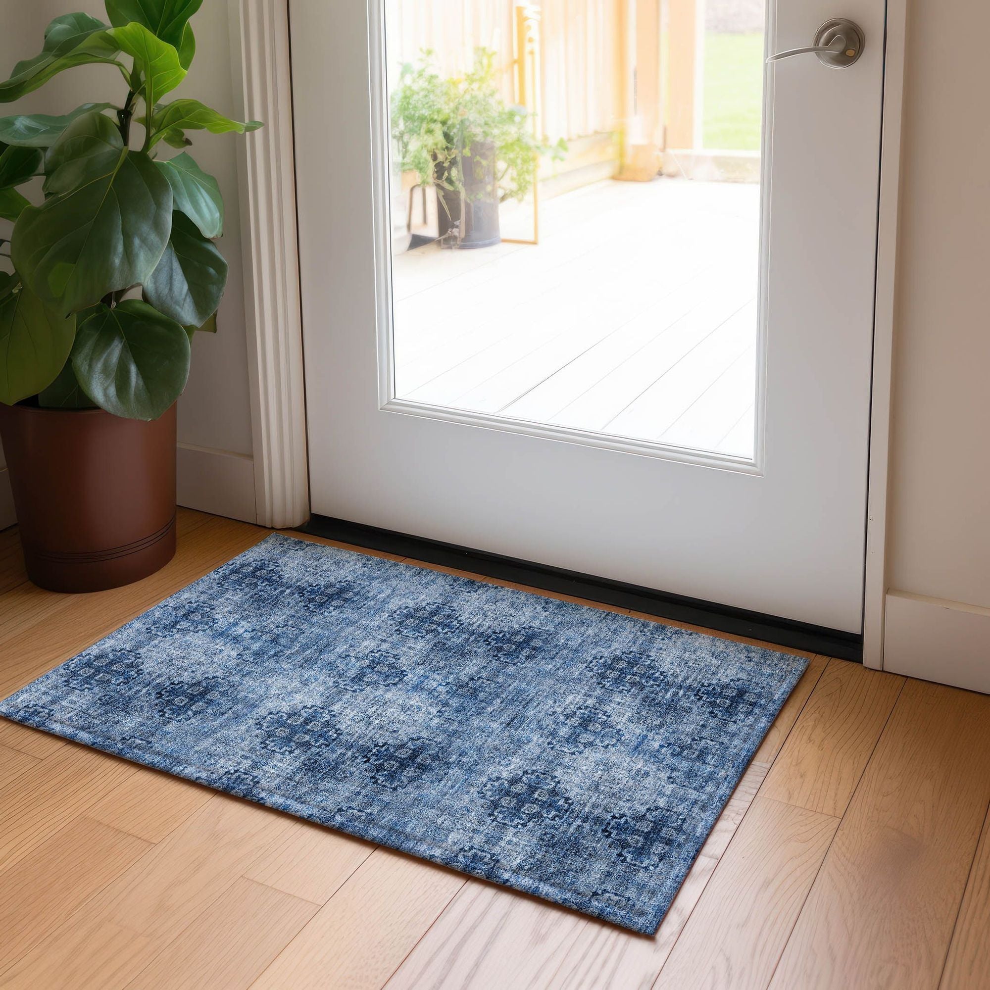 Machine Made ACN557 Navy Blue Rugs