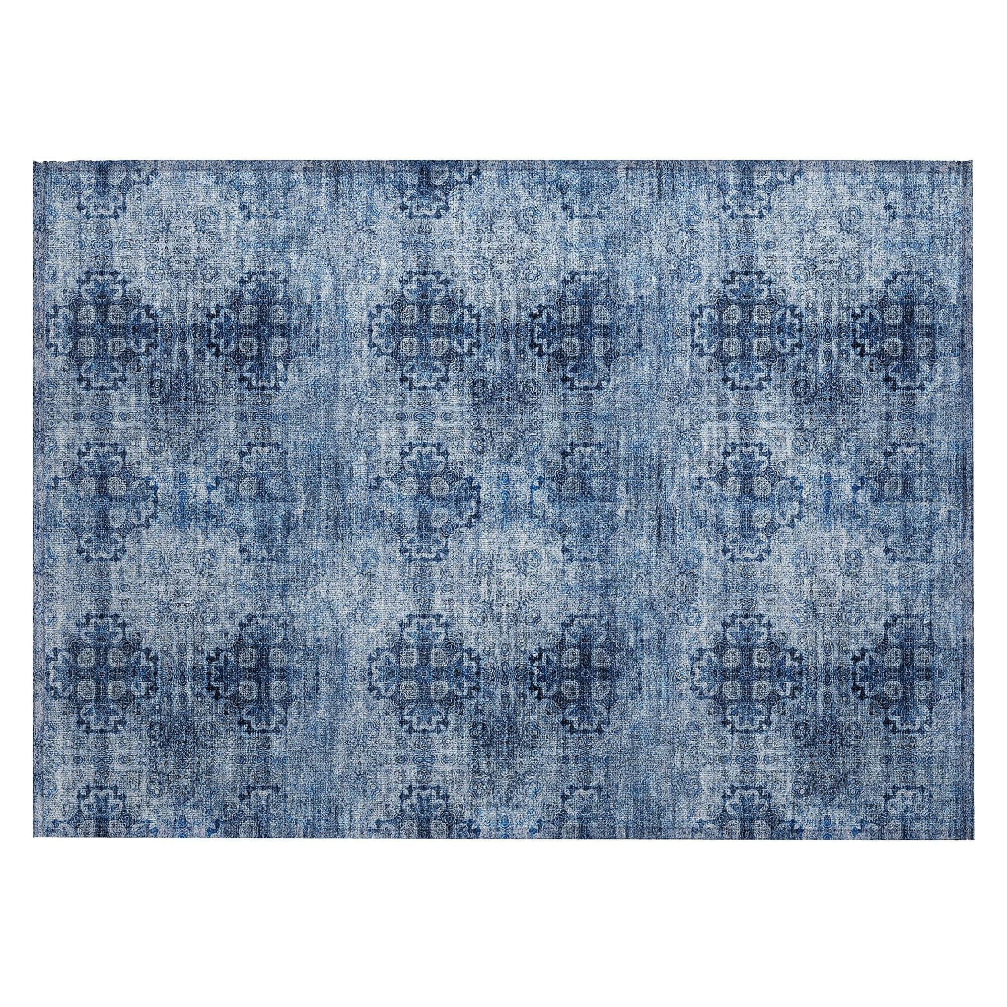 Machine Washable Navy Blue Rug - Indoor / Outdoor - Kids / Pet Friendly Organic Print Rug