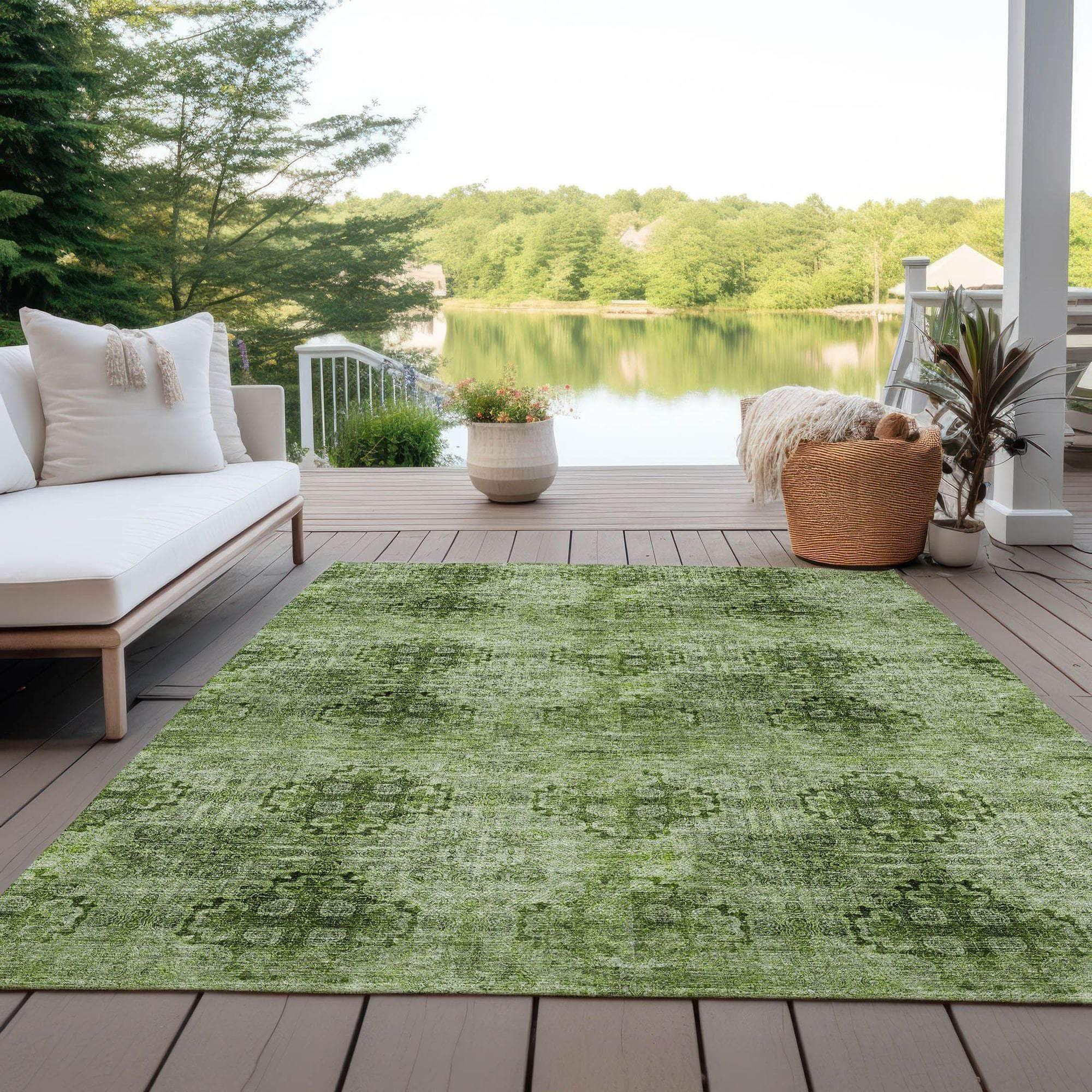 Machine Made ACN557 Olive Green Rugs