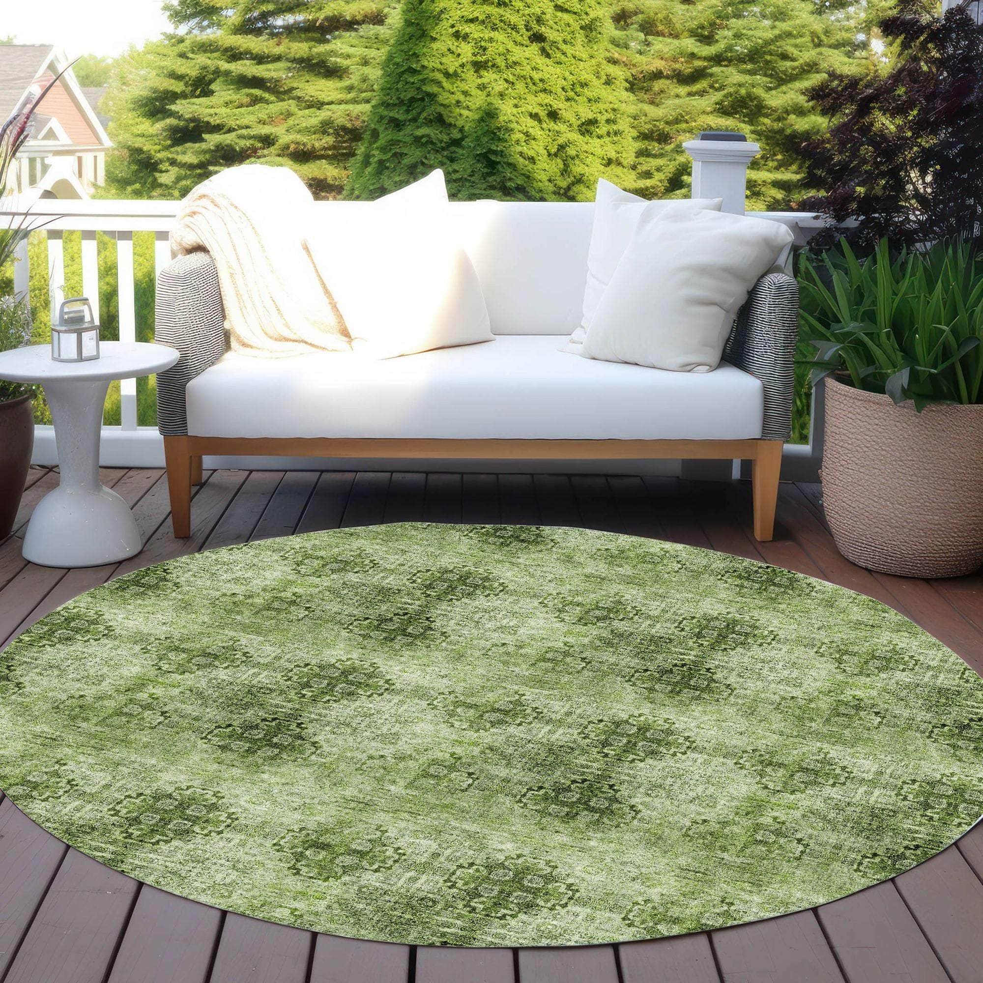Machine Made ACN557 Olive Green Rugs