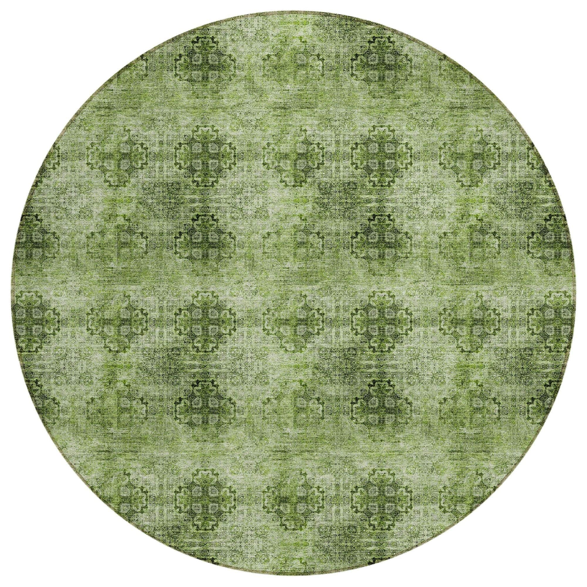 Machine Washable Olive Green Rug - Indoor / Outdoor - Kids / Pet Friendly Organic Print Rug