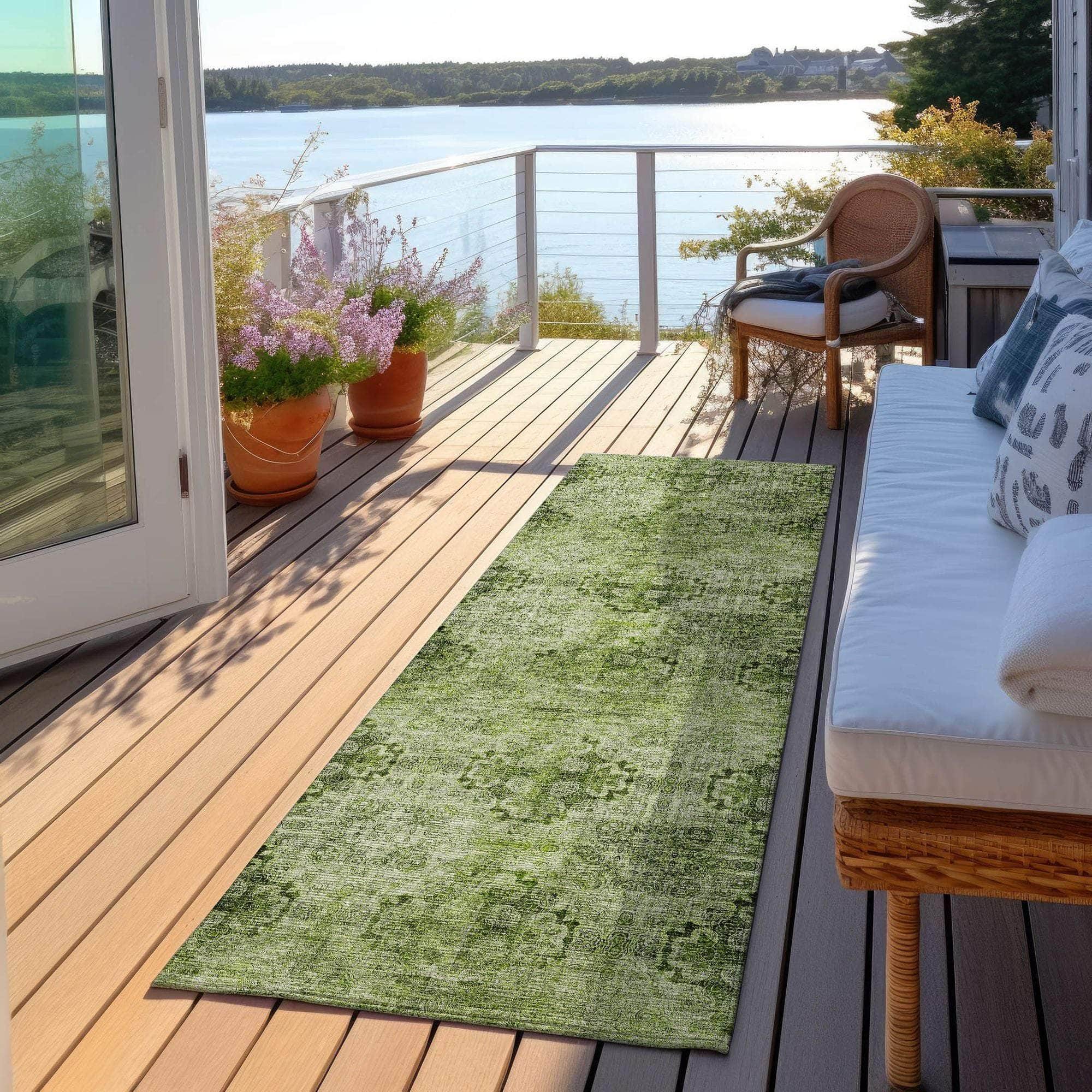 Machine Made ACN557 Olive Green Rugs