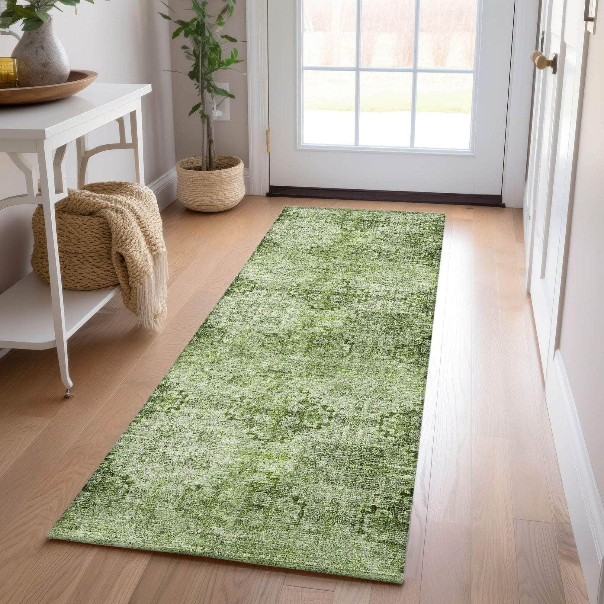 Machine Made ACN557 Olive Green Rugs