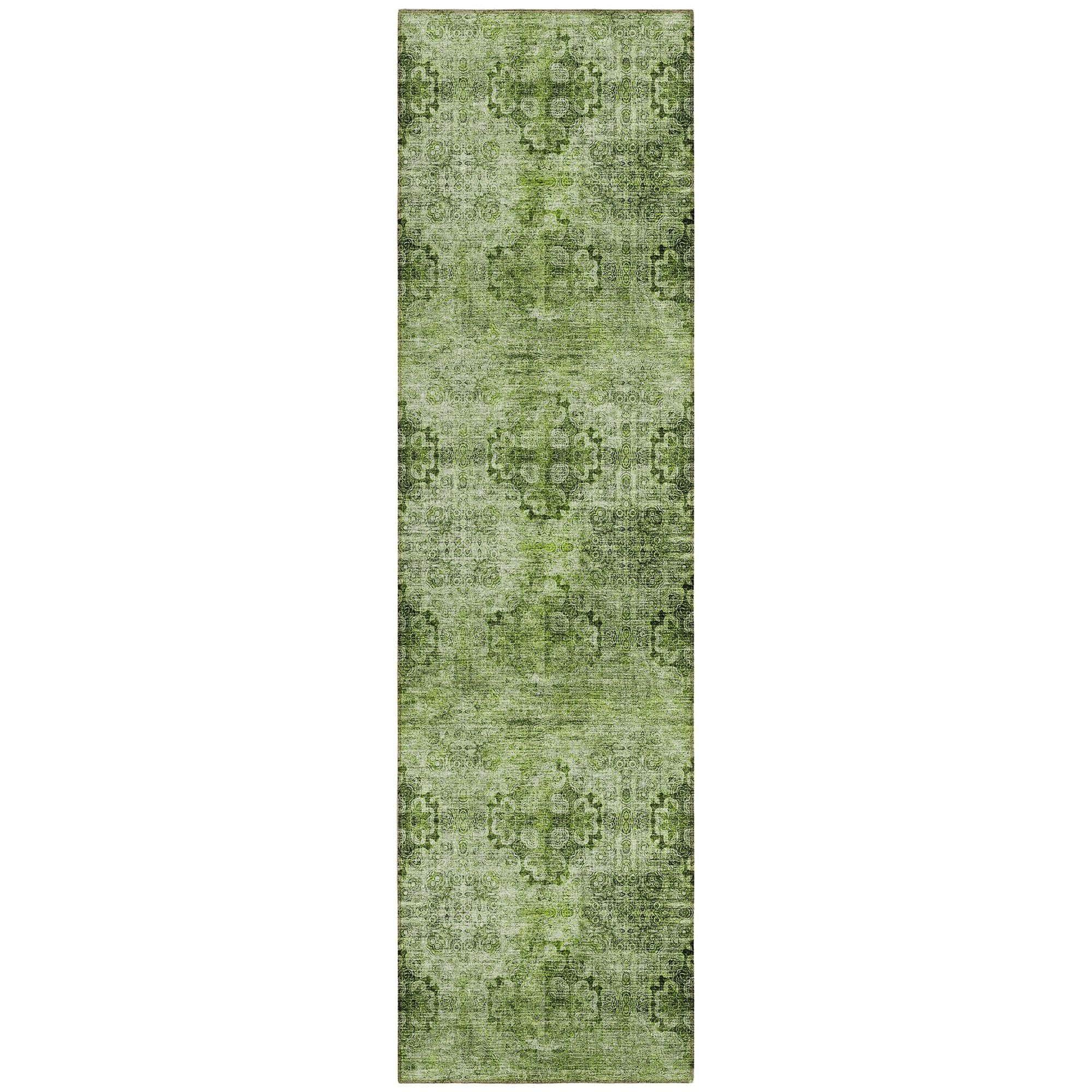 Machine Washable Olive Green Rug - Indoor / Outdoor - Kids / Pet Friendly Organic Print Rug