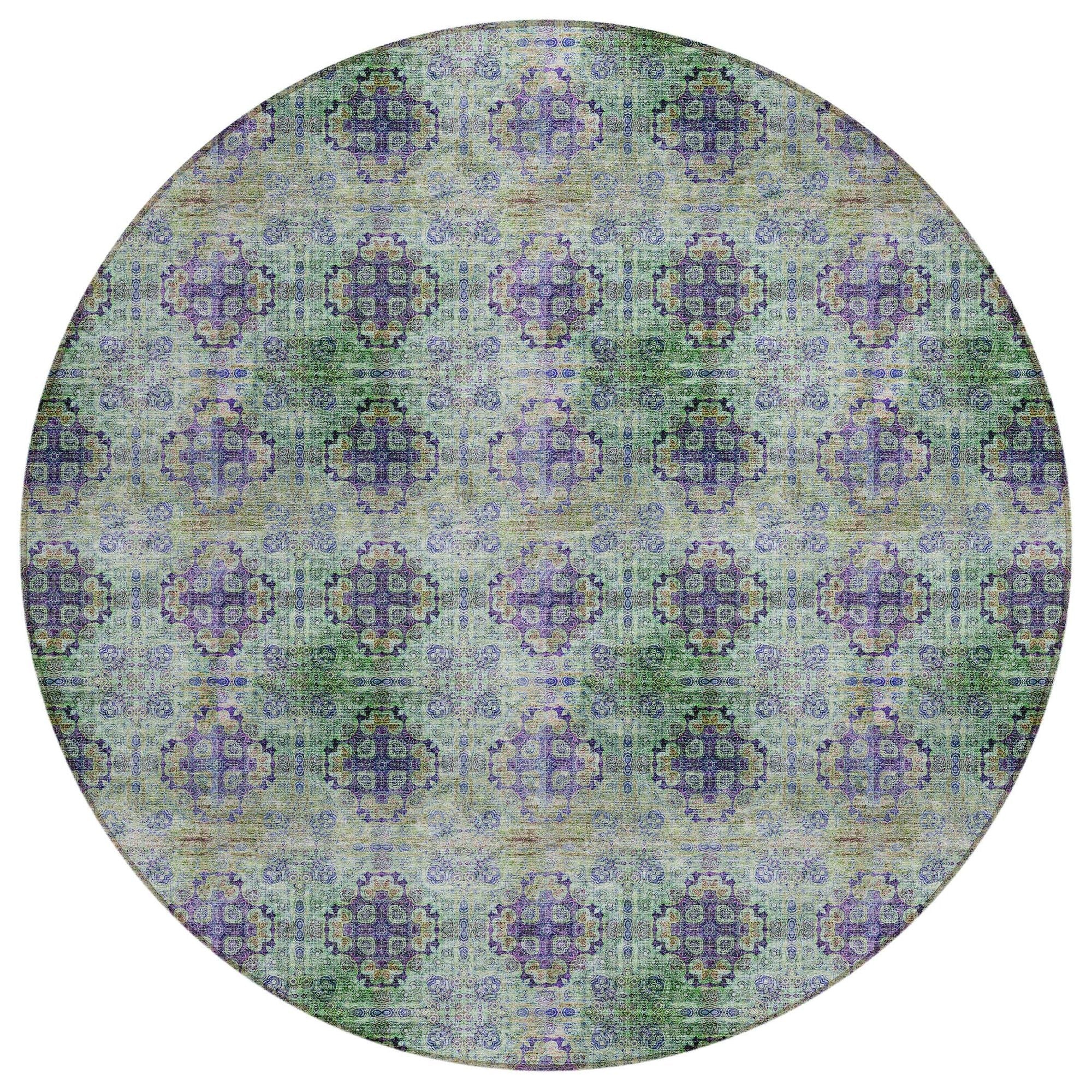 Machine Washable Purple Rug - Indoor / Outdoor - Kids / Pet Friendly Organic Print Rug