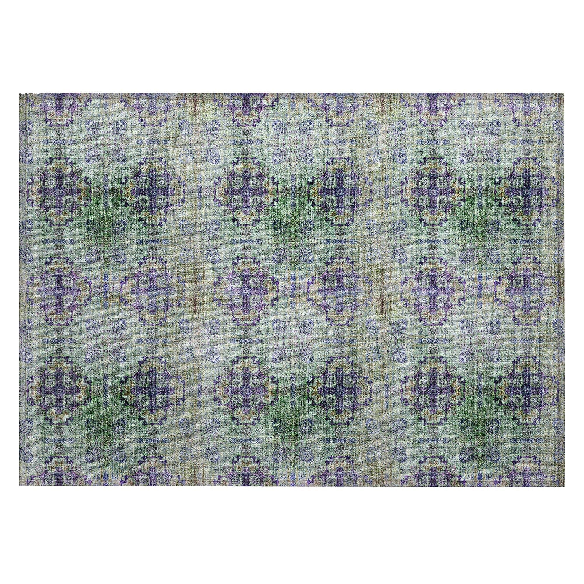 Machine Washable Purple Rug - Indoor / Outdoor - Kids / Pet Friendly Organic Print Rug