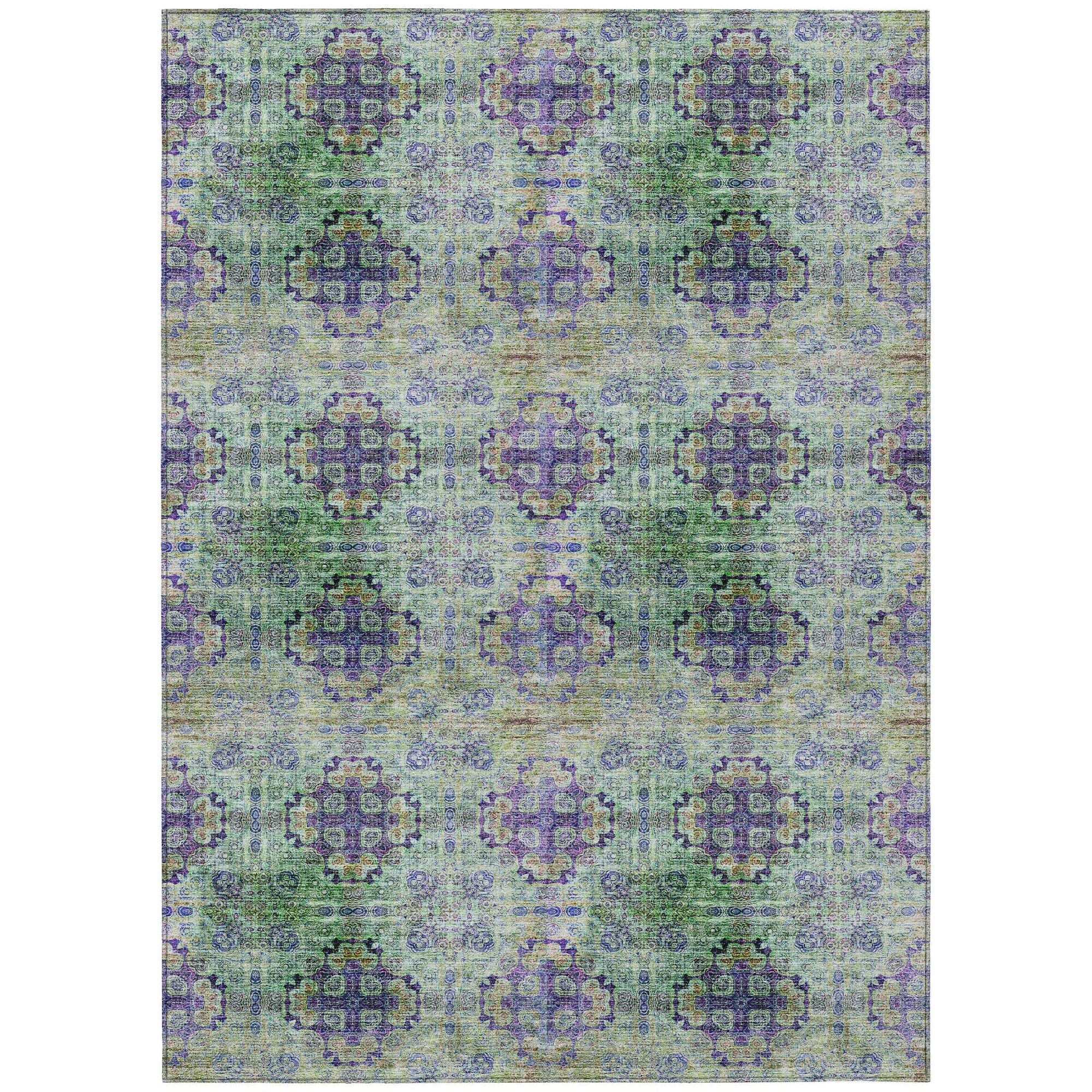 Machine Washable Purple Rug - Indoor / Outdoor - Kids / Pet Friendly Organic Print Rug