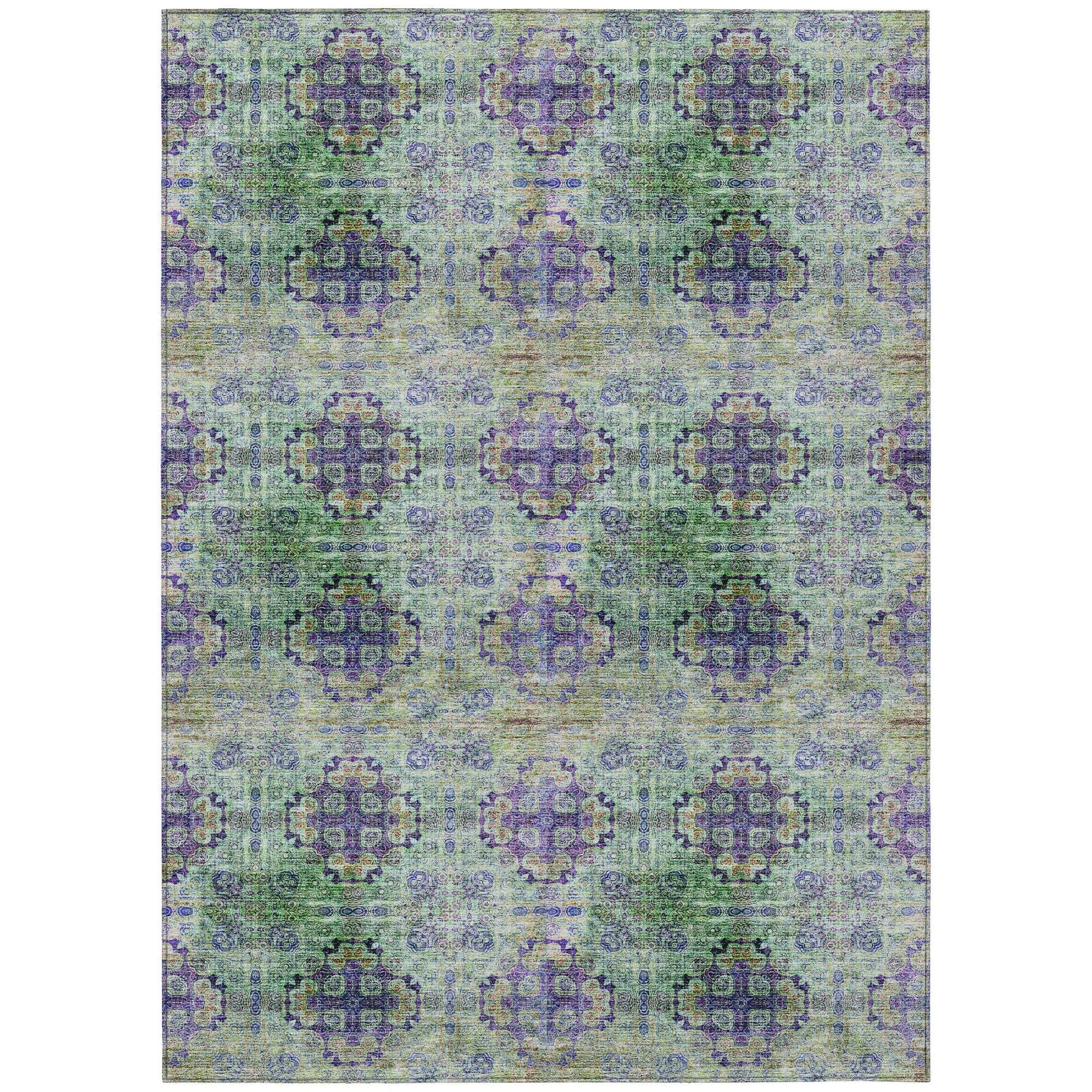 Solu Machine Washable Purple Organic Print Rug