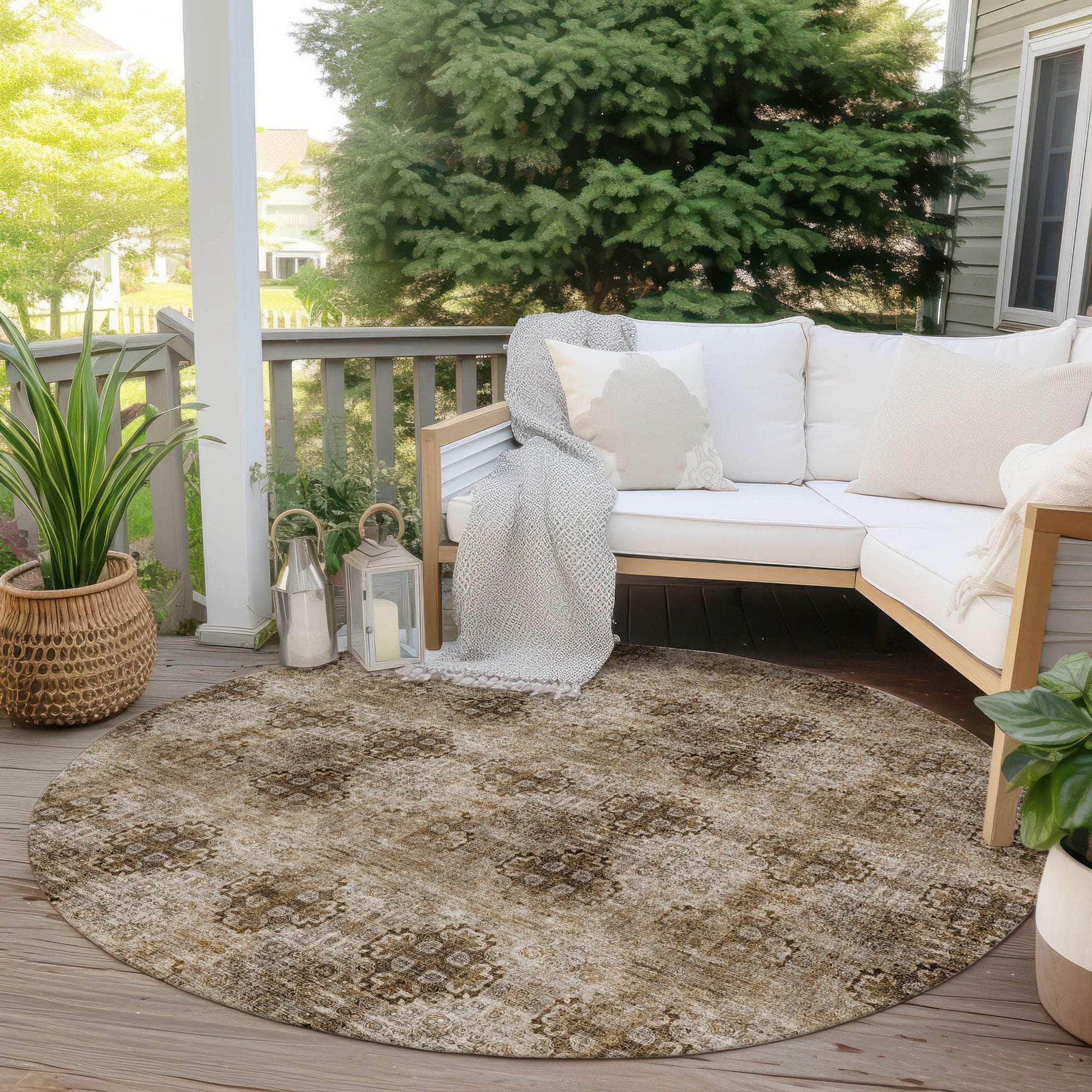 Machine Made ACN557 Taupe Brown Rugs