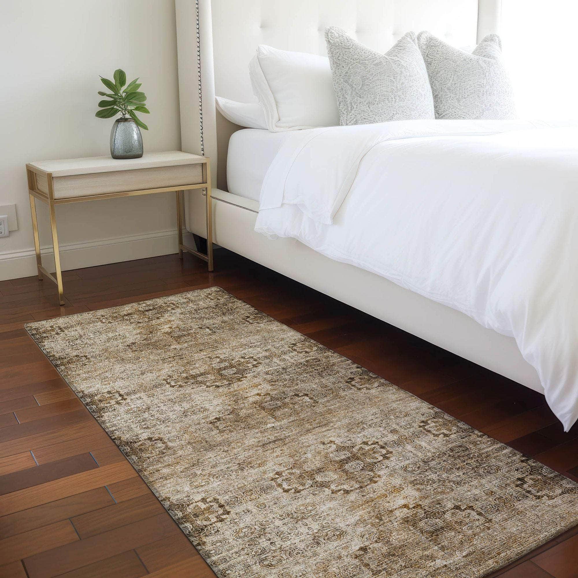 Machine Made ACN557 Taupe Brown Rugs
