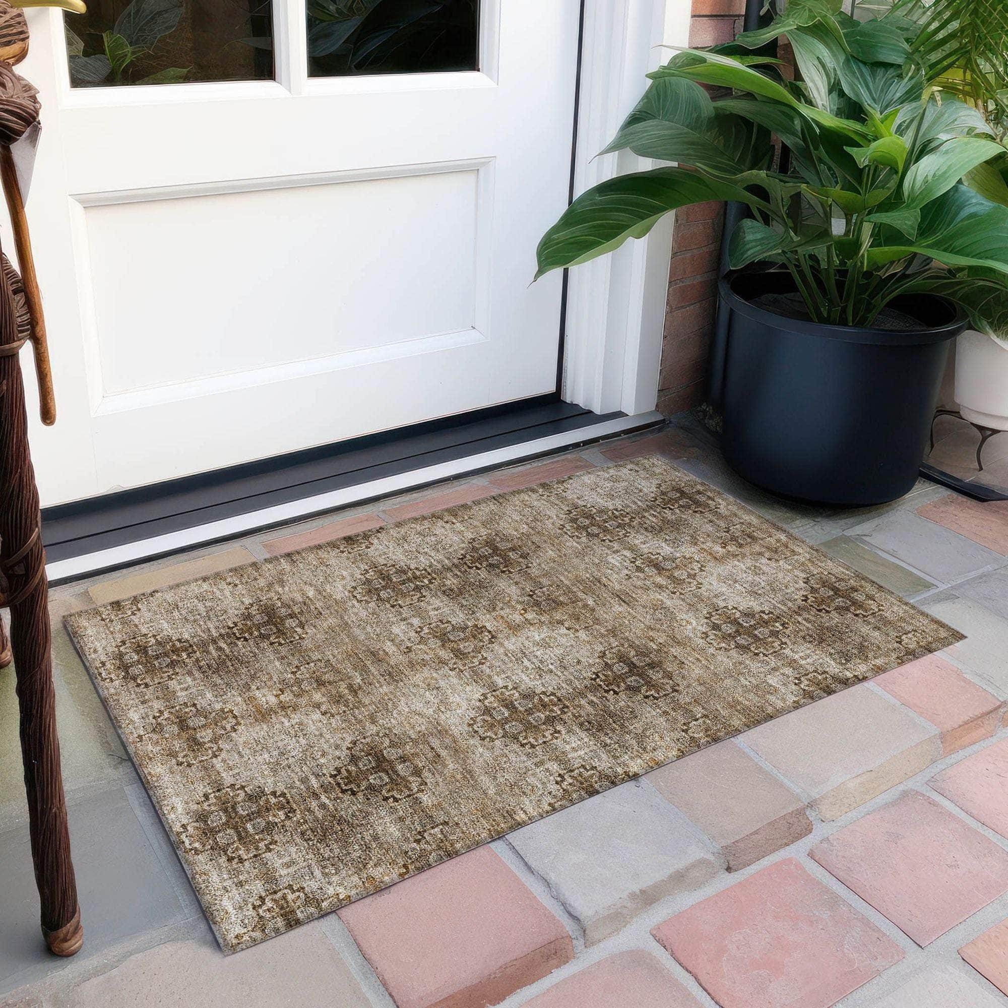 Machine Made ACN557 Taupe Brown Rugs