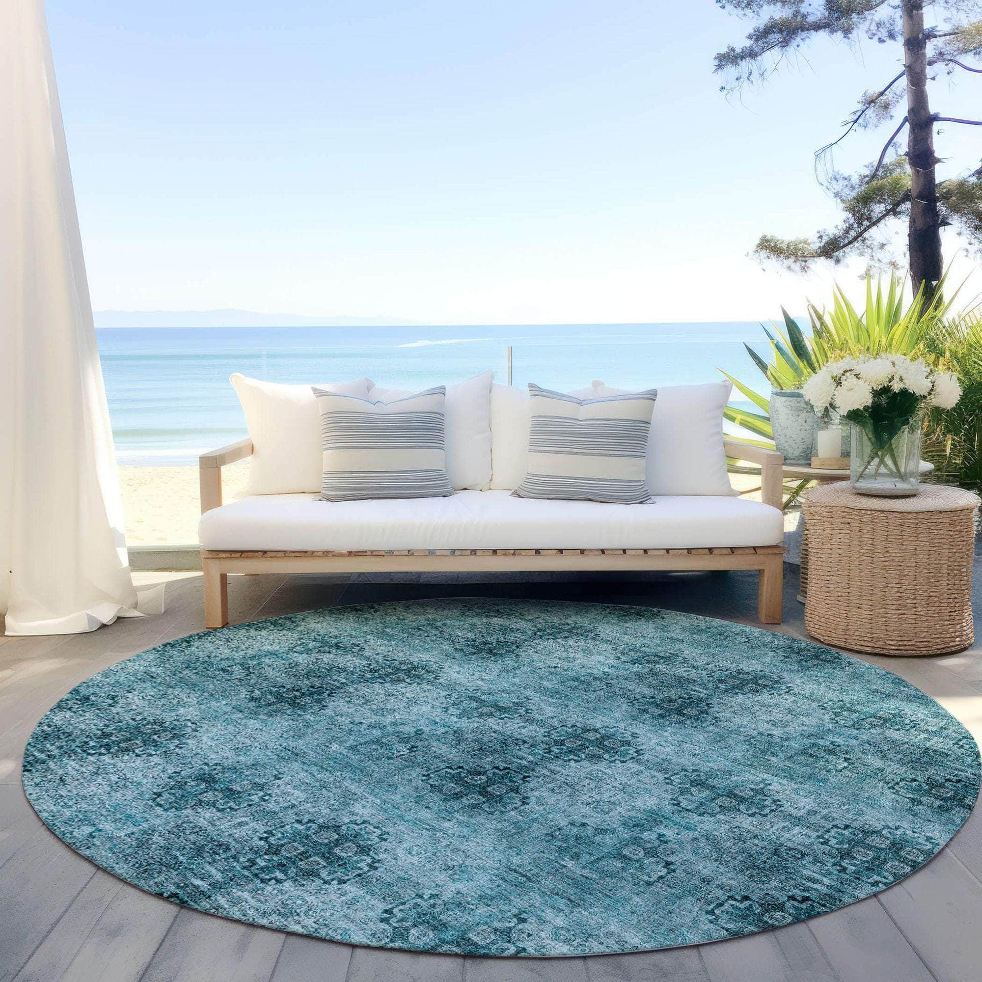 Machine Made ACN557 Teal Rugs