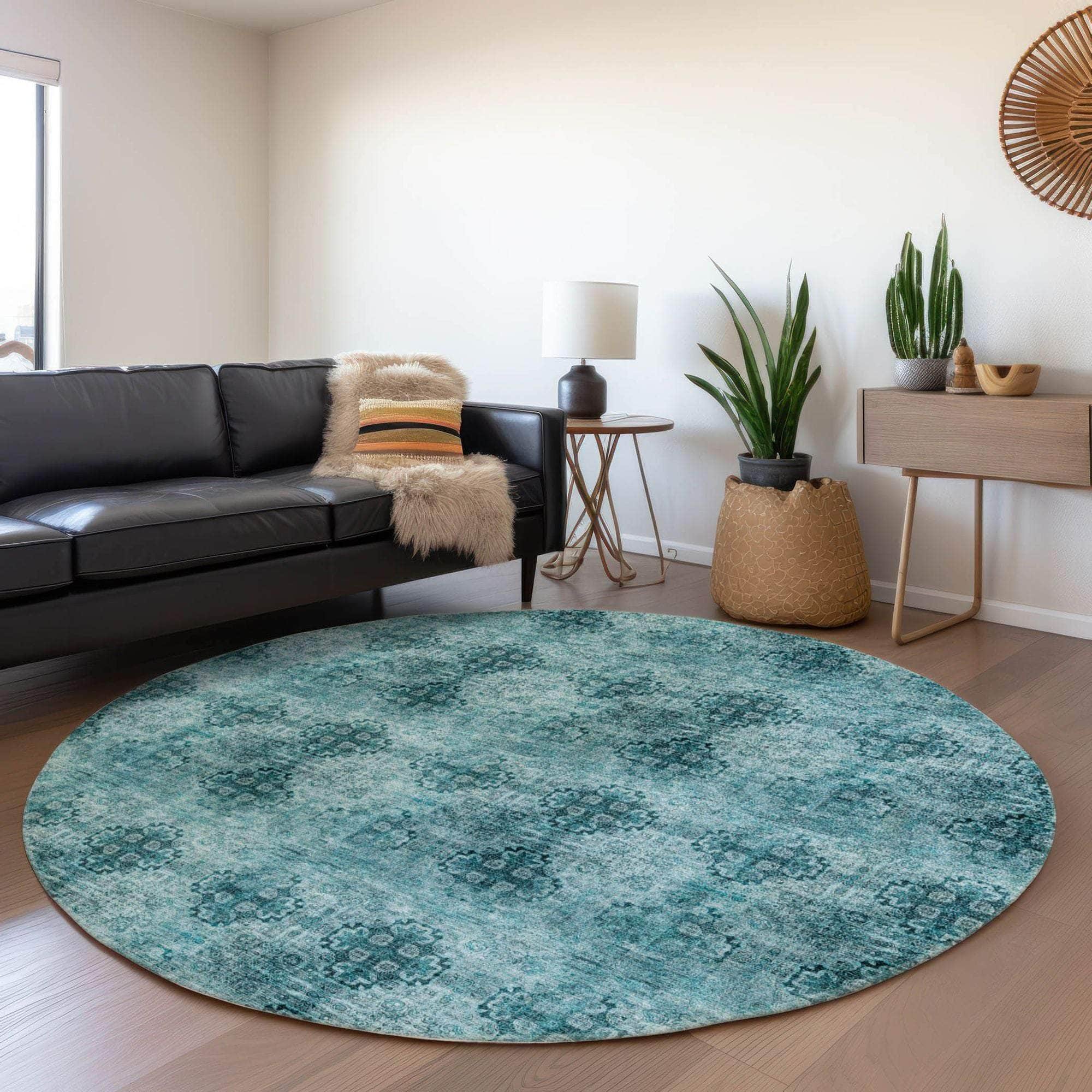 Machine Made ACN557 Teal Rugs