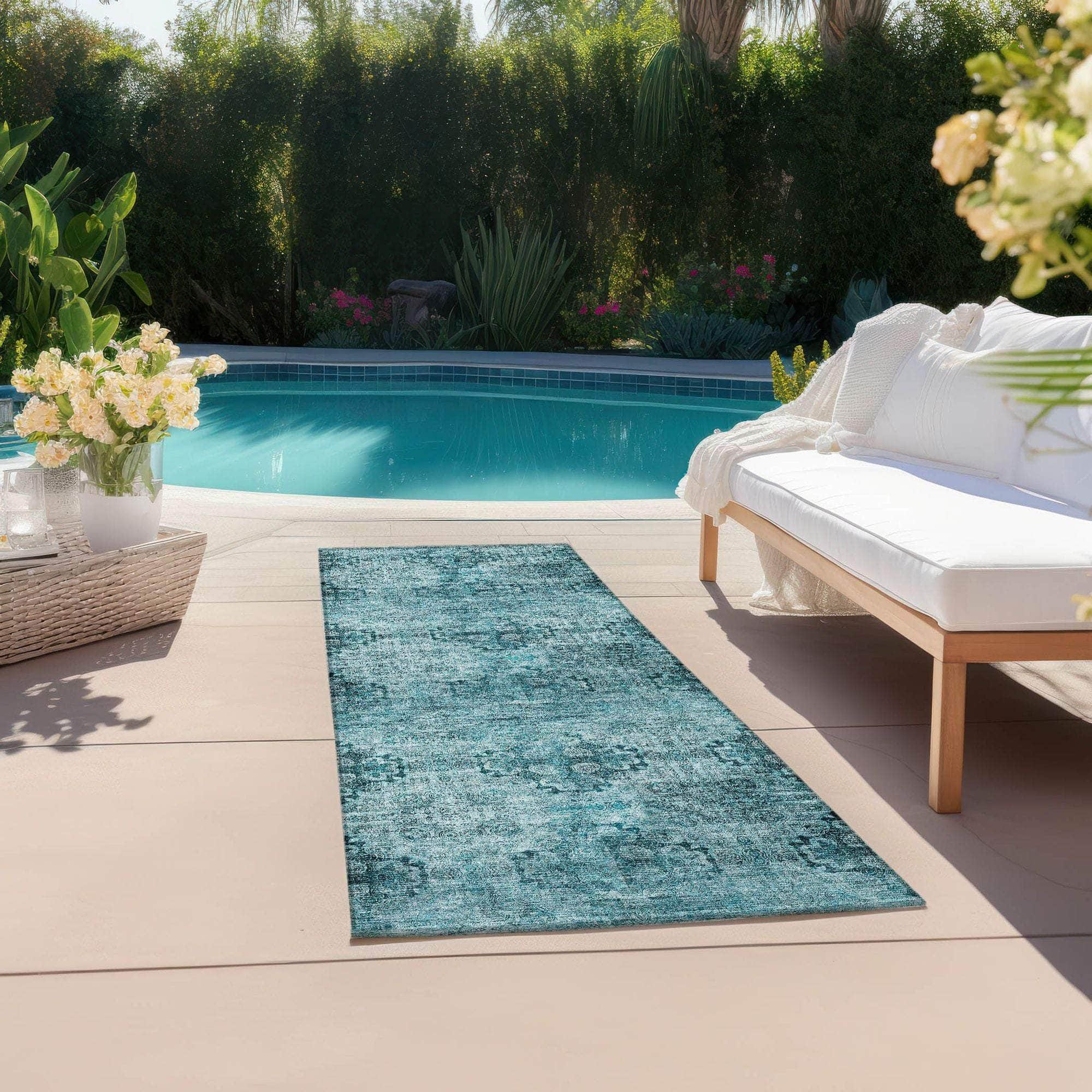 Machine Made ACN557 Teal Rugs