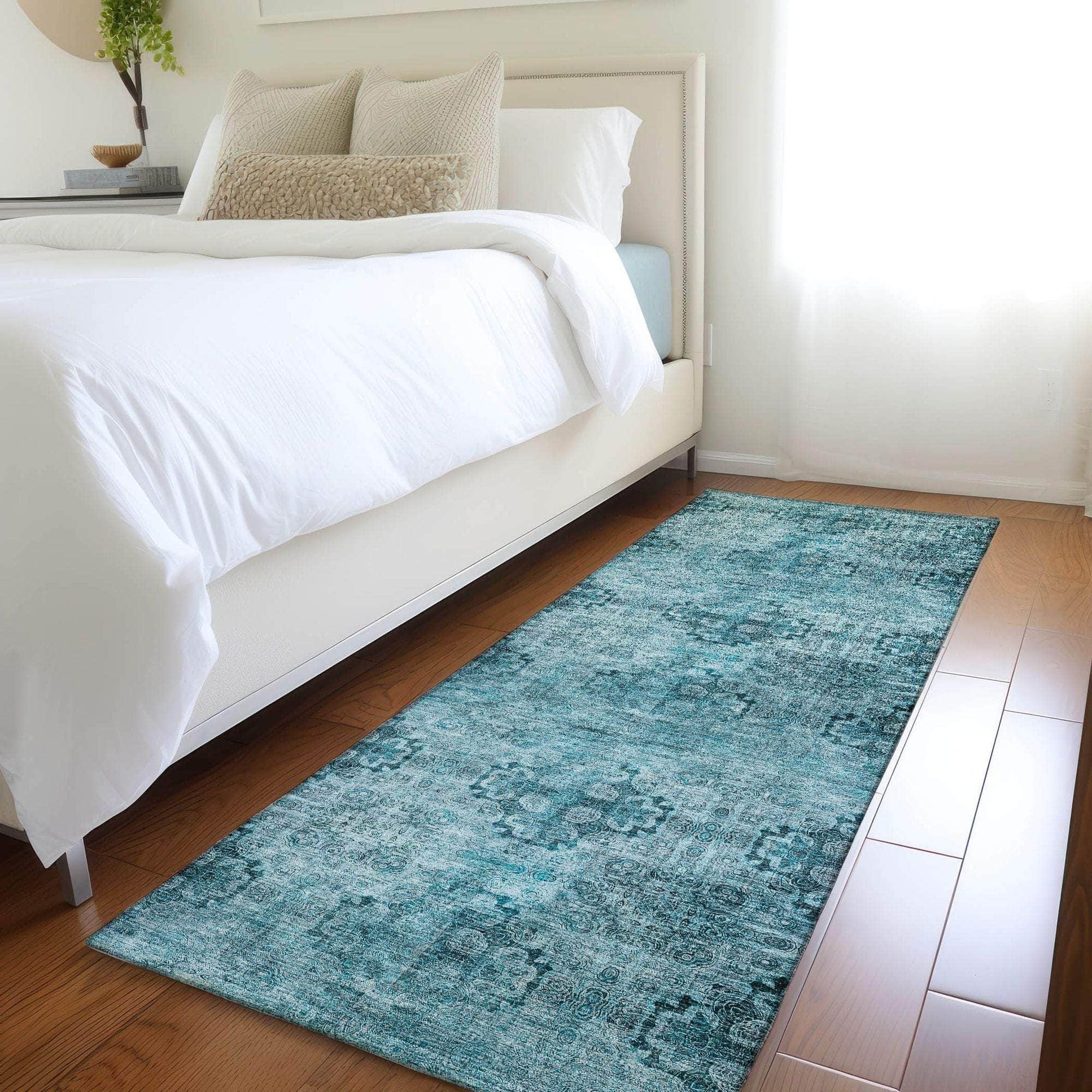 Machine Made ACN557 Teal Rugs