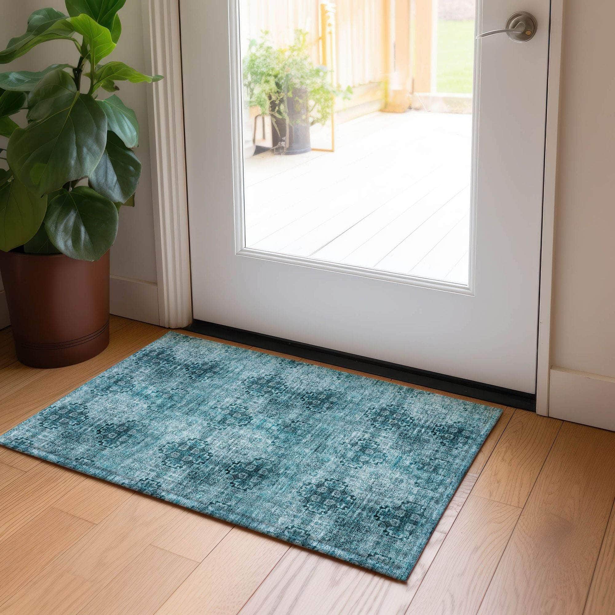 Machine Made ACN557 Teal Rugs