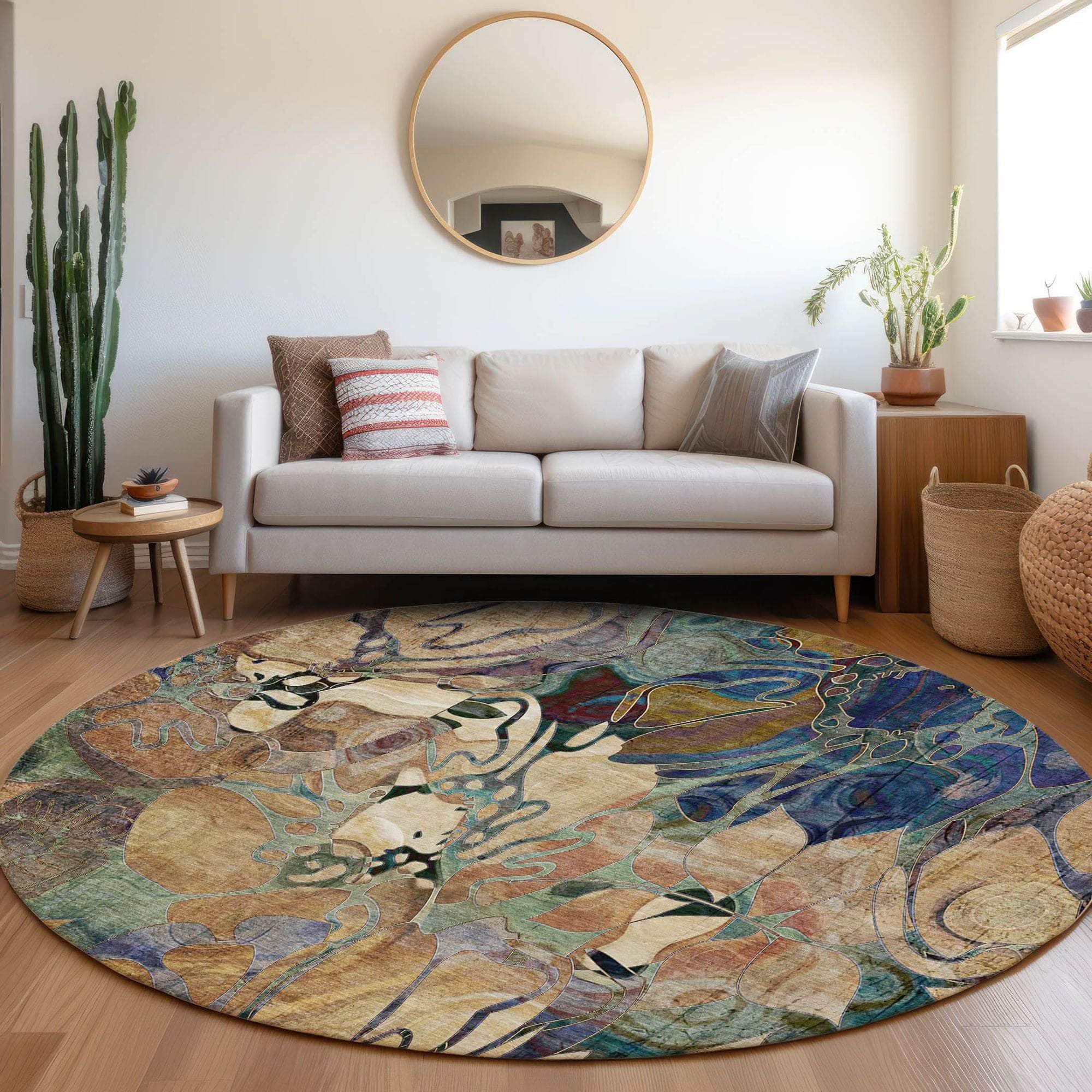 Machine Made ACN558 Beige Brown Rugs