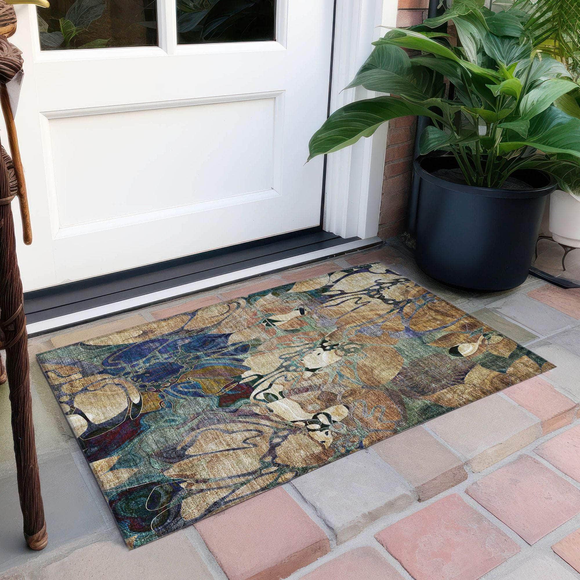 Machine Made ACN558 Beige Brown Rugs