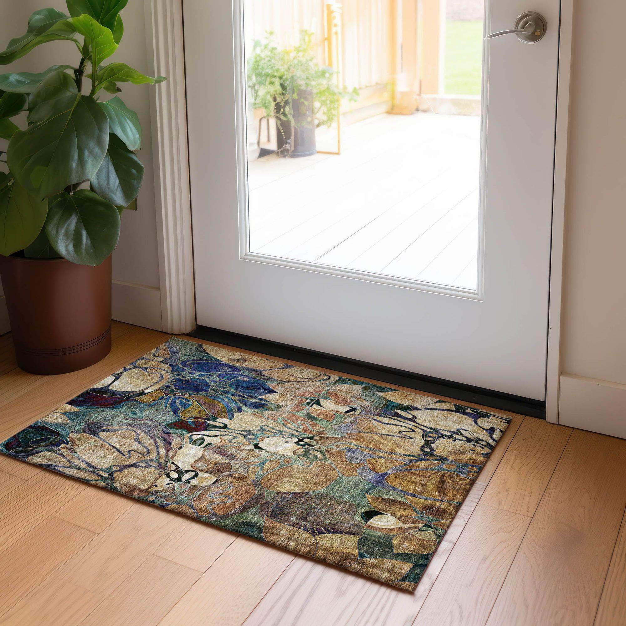 Machine Made ACN558 Beige Brown Rugs