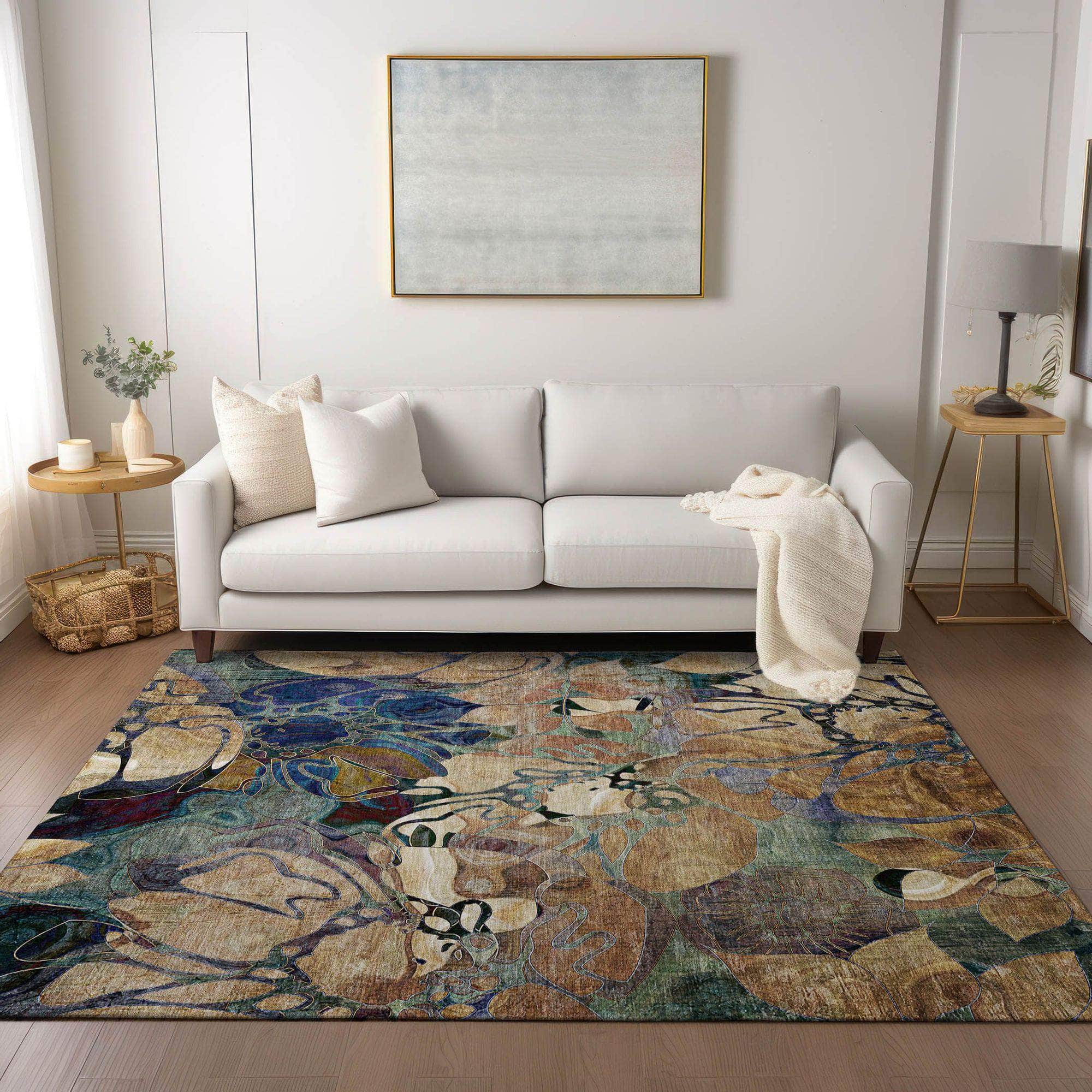 Machine Made ACN558 Beige Brown Rugs