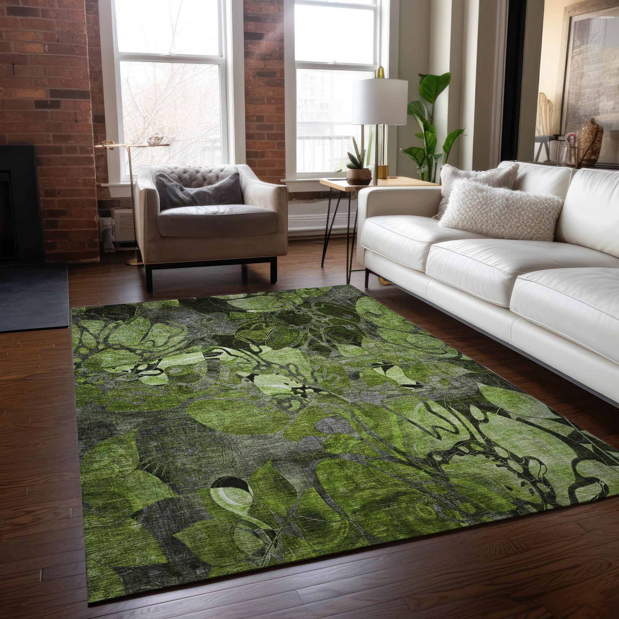 Machine Made ACN558 Fern Green Rugs