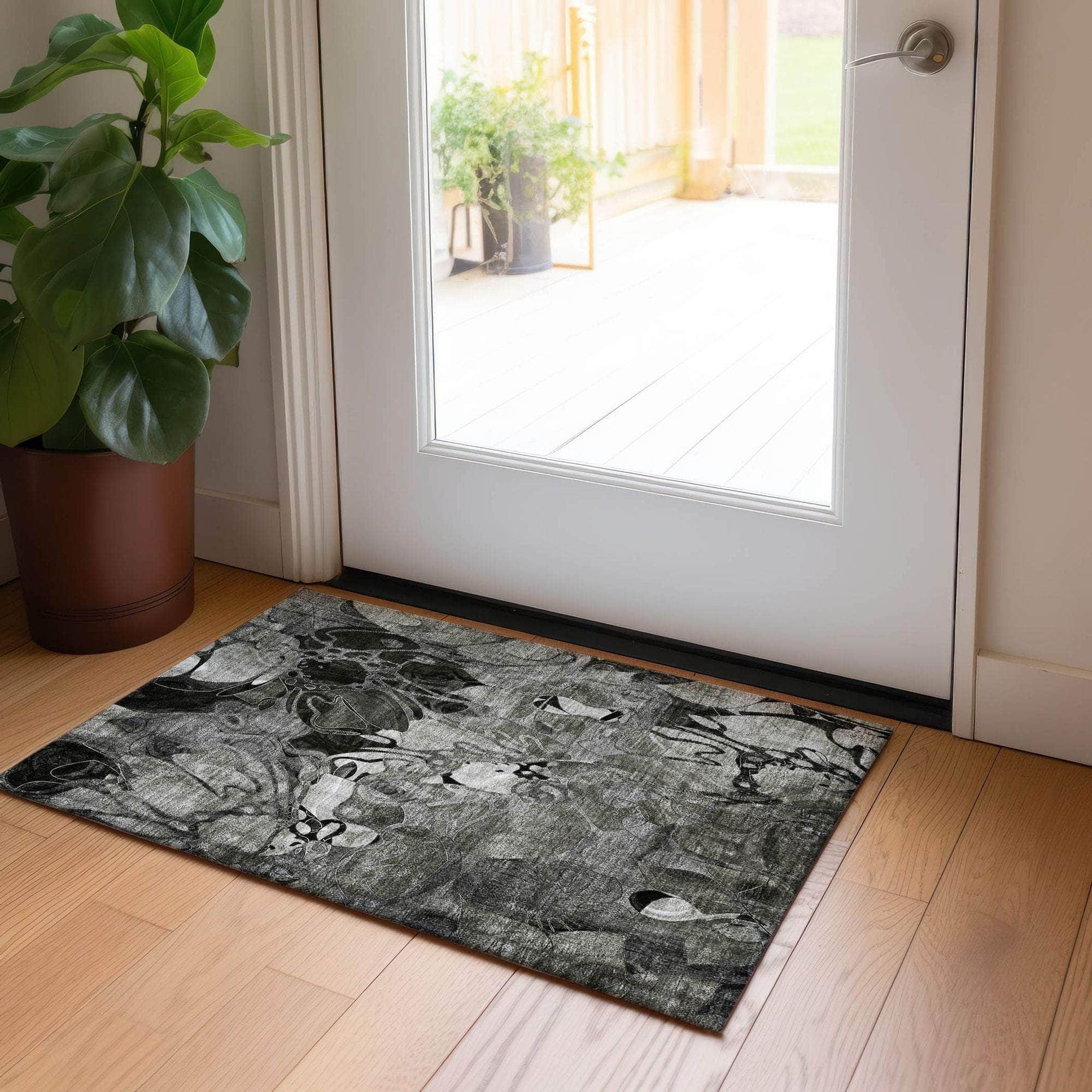 Machine Made ACN558 Gray Rugs