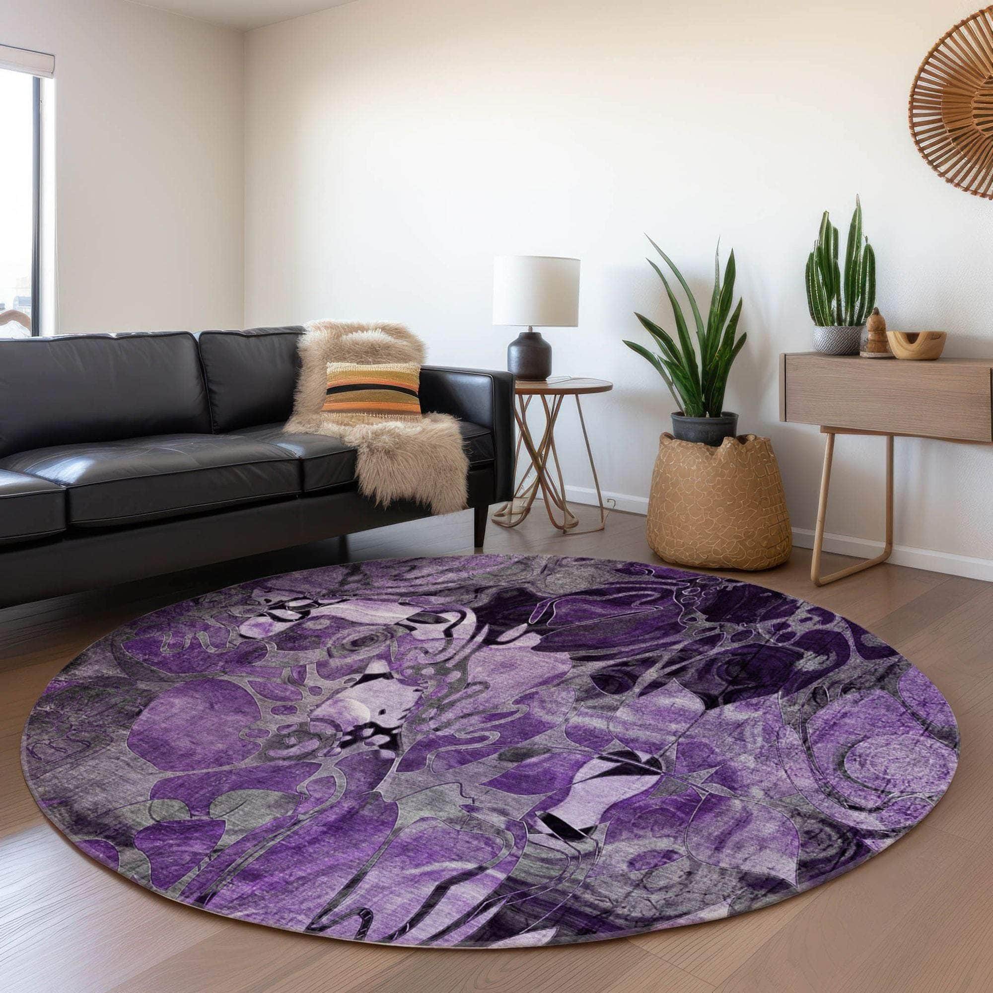 Machine Made ACN558 Purple Rugs
