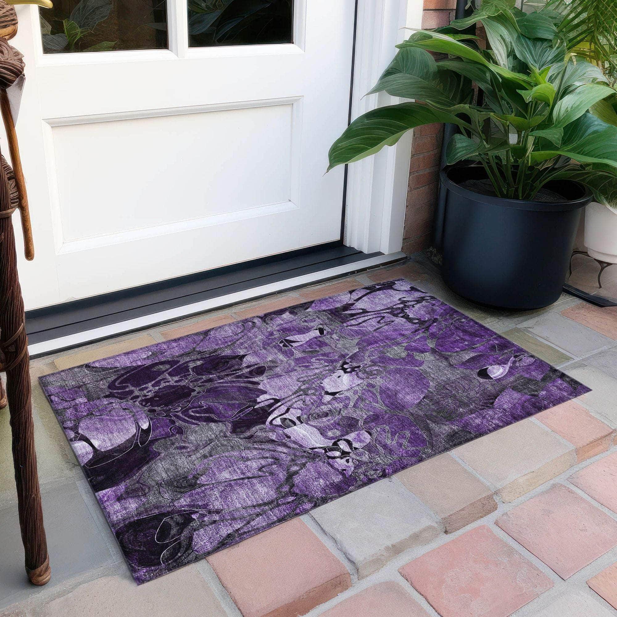Machine Made ACN558 Purple Rugs