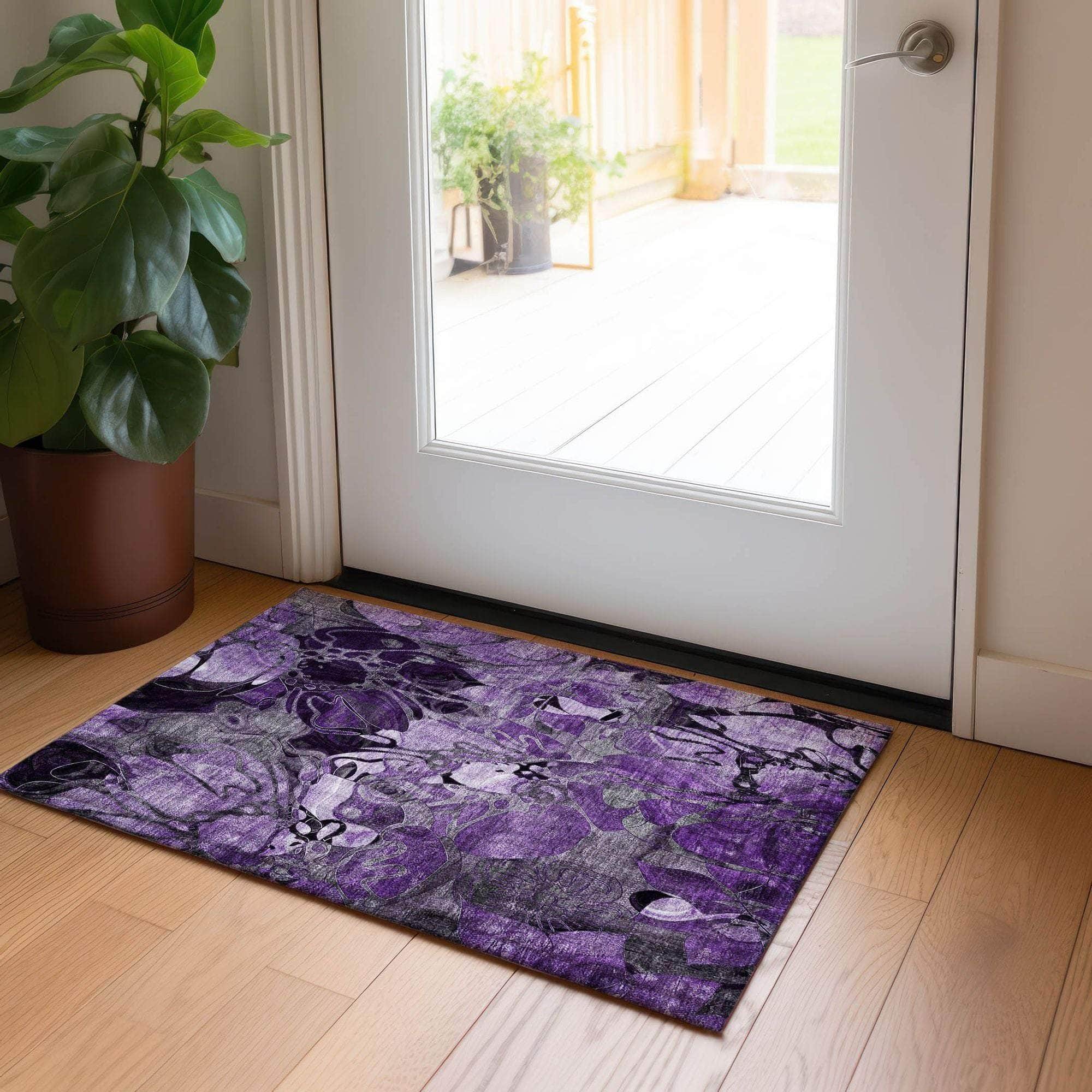 Machine Made ACN558 Purple Rugs